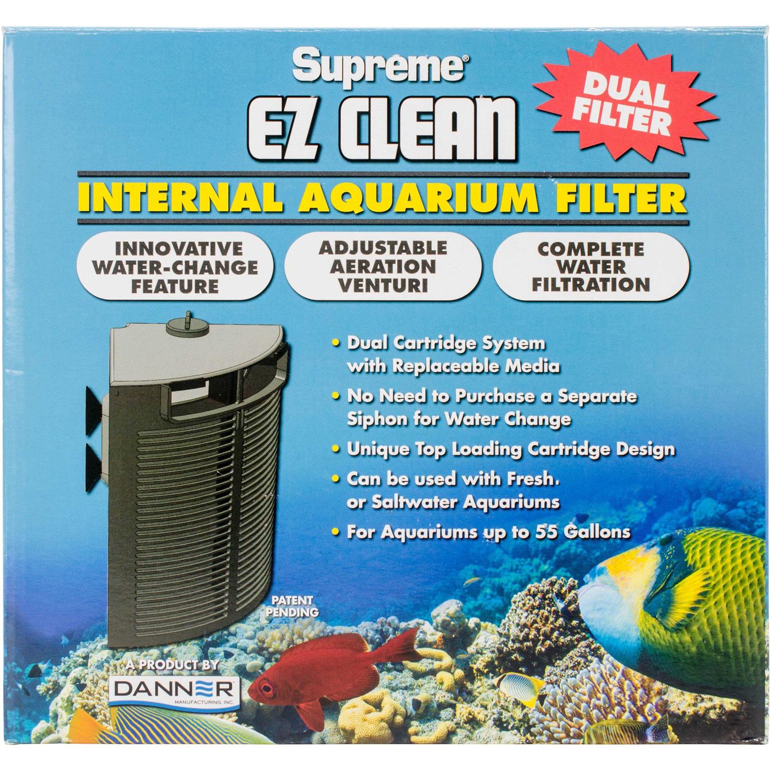 Supreme EZ Clean Internal Aquarium Filter Dual Cartridge - Healthber