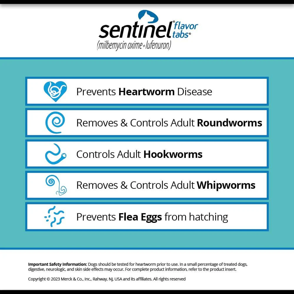 Sentinel? Once-a-month Flavor Tabs? for Dogs, 6 Pack - Healthber