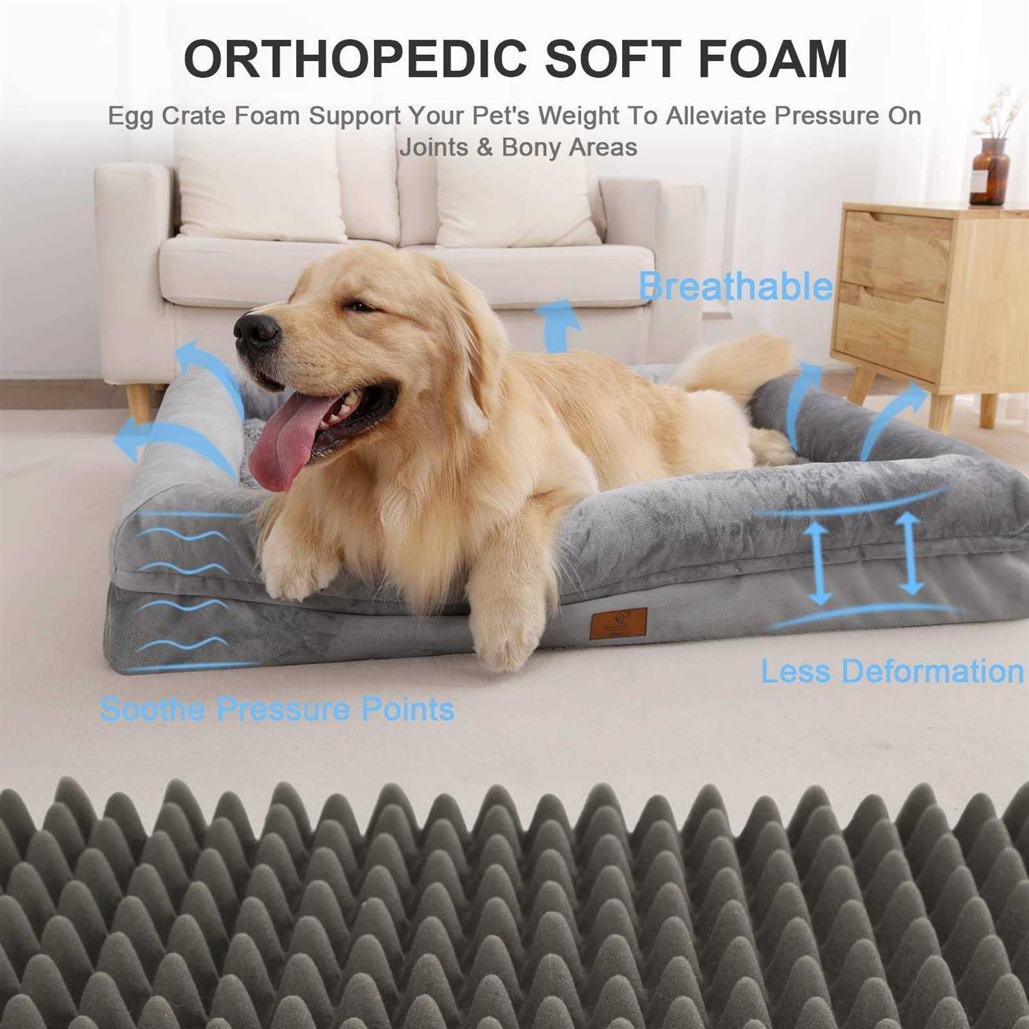 Yiruka Dog Bed Orthopedic Washable Dog Bed with Removable Cover - Healthber