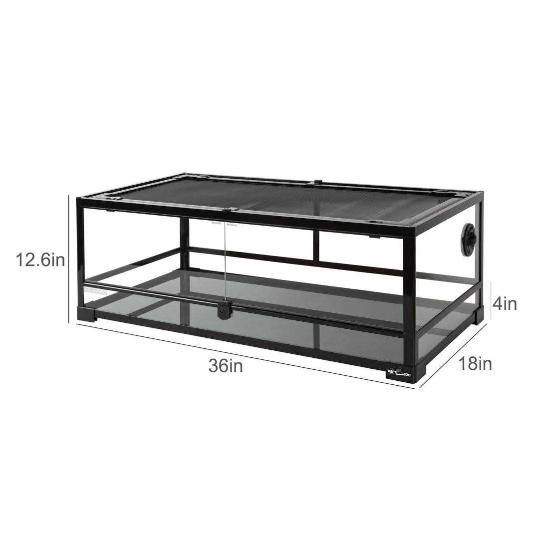 Repti-zoo Reptile Glass Terrarium with Double Hinge Door 36 inch x 18 inch x 12.6 inch - Healthber