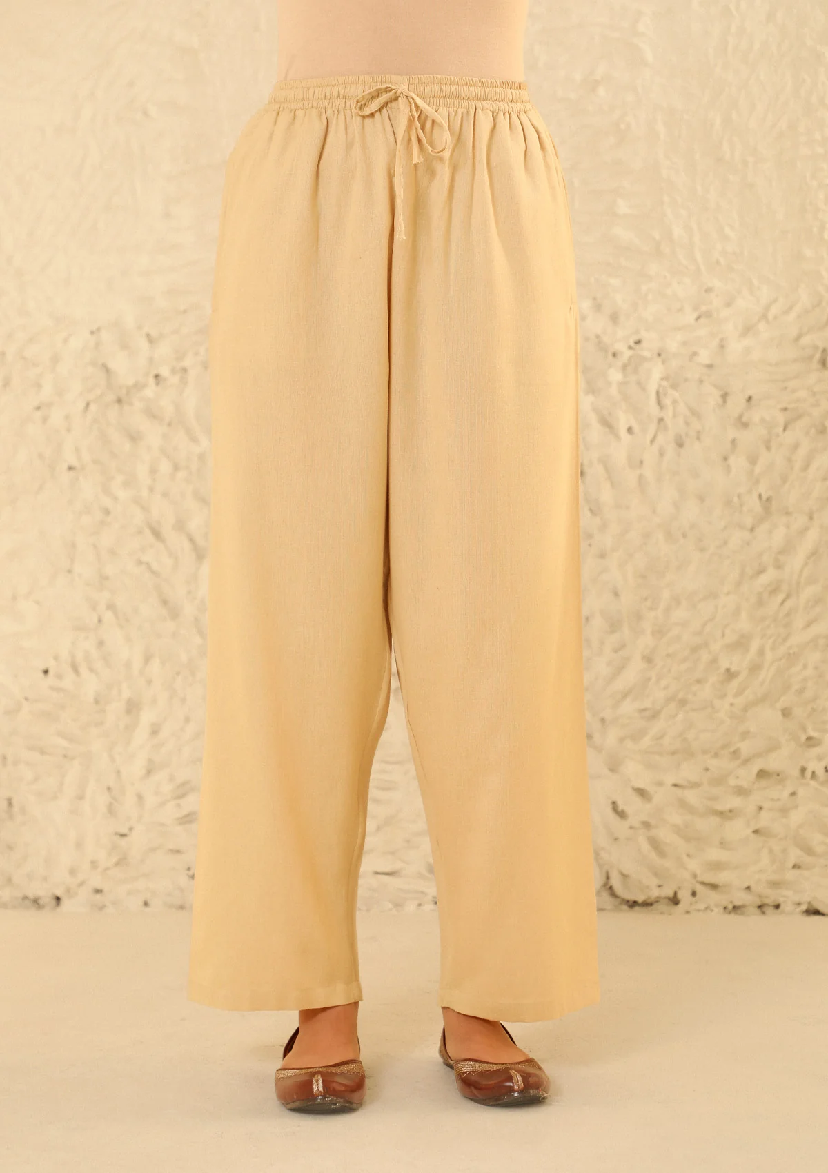 HOC Cotton Loom Women's Solid Straight Pant - Beige - Healthber