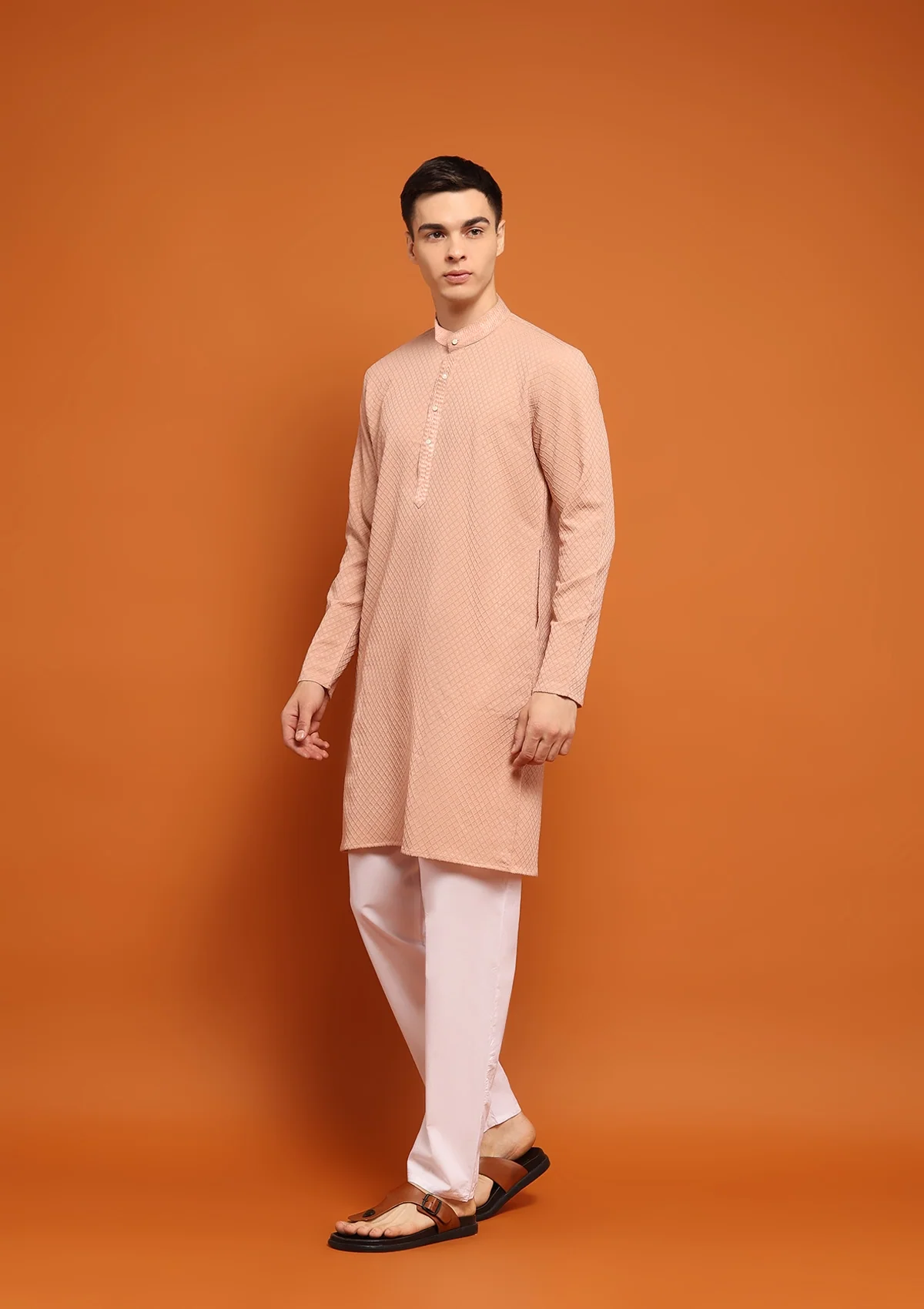 HOC Shaan Chikankari Cotton Straight Men's Kurta - Healthber