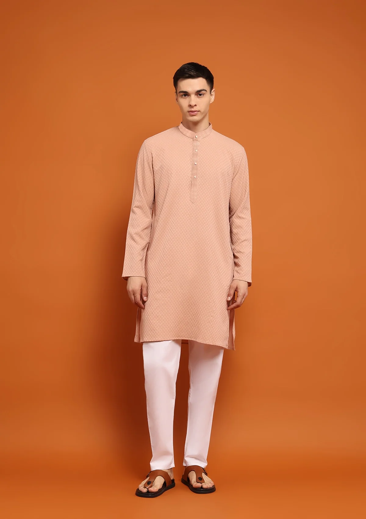 HOC Shaan Chikankari Cotton Straight Men's Kurta - Healthber