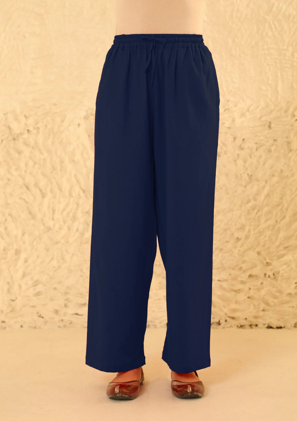 HOC Cotton Loom Women's Solid Straight Pant - Navy Blue - Healthber
