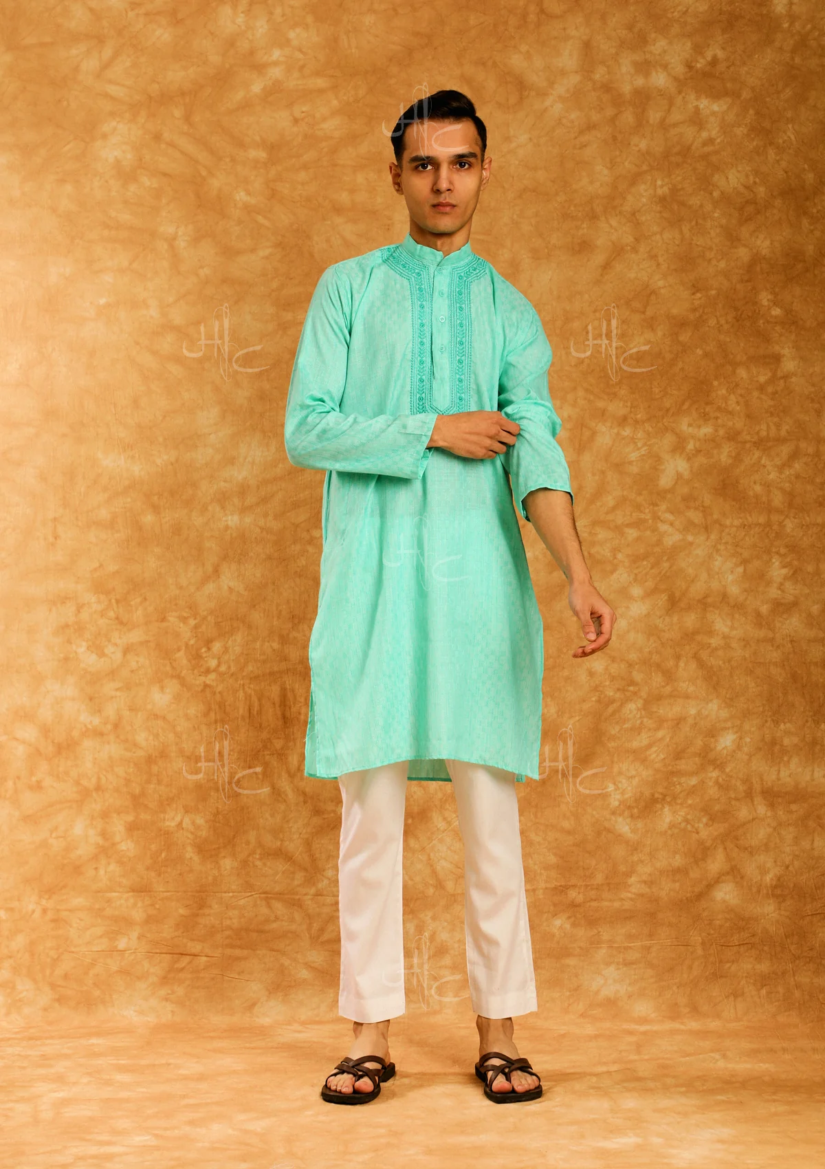 HOC Rauf Embroidered Rayon Straight Men's Kurta - Healthber