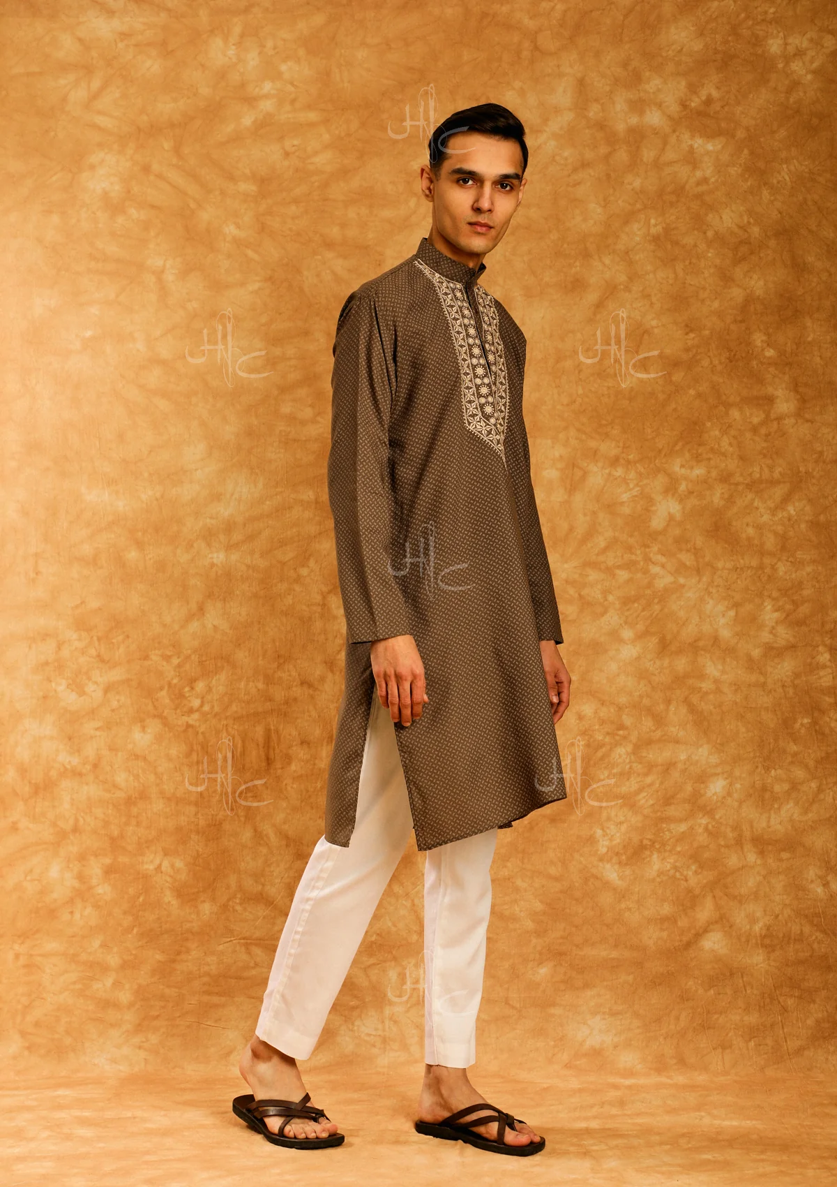 HOC Wasiq Embroidered Rayon Straight Men's Kurta - Healthber