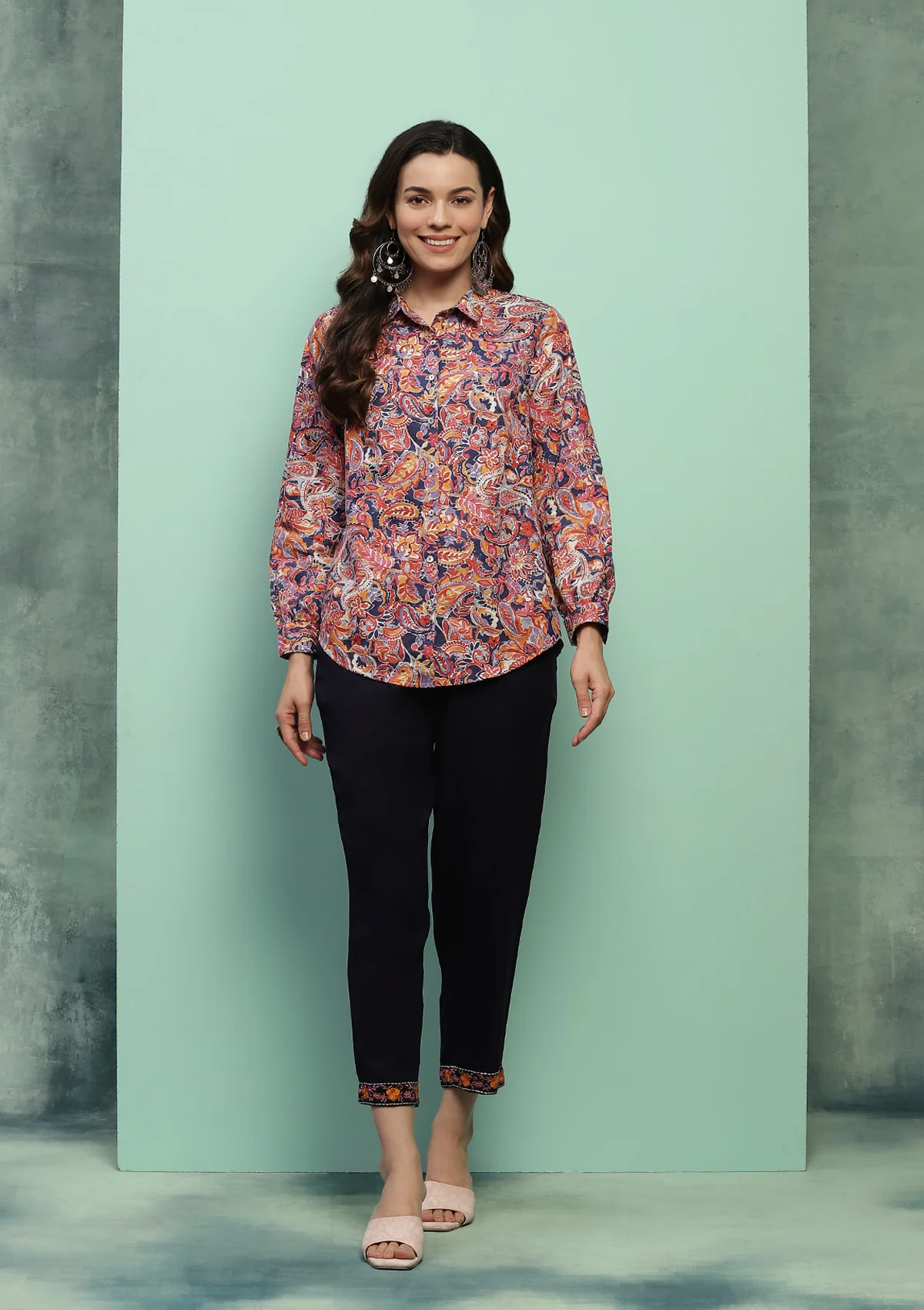 HOC Cotton Embroidered Printed Women's 2 PC Co-ord Set - Multicolor - Healthber