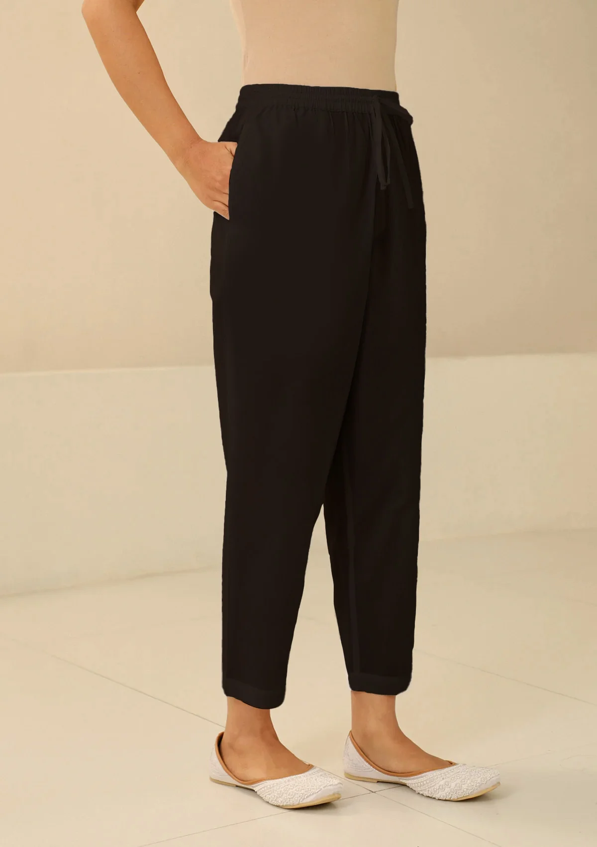 HOC Cotton Solid Women's Pants - Black - Healthber