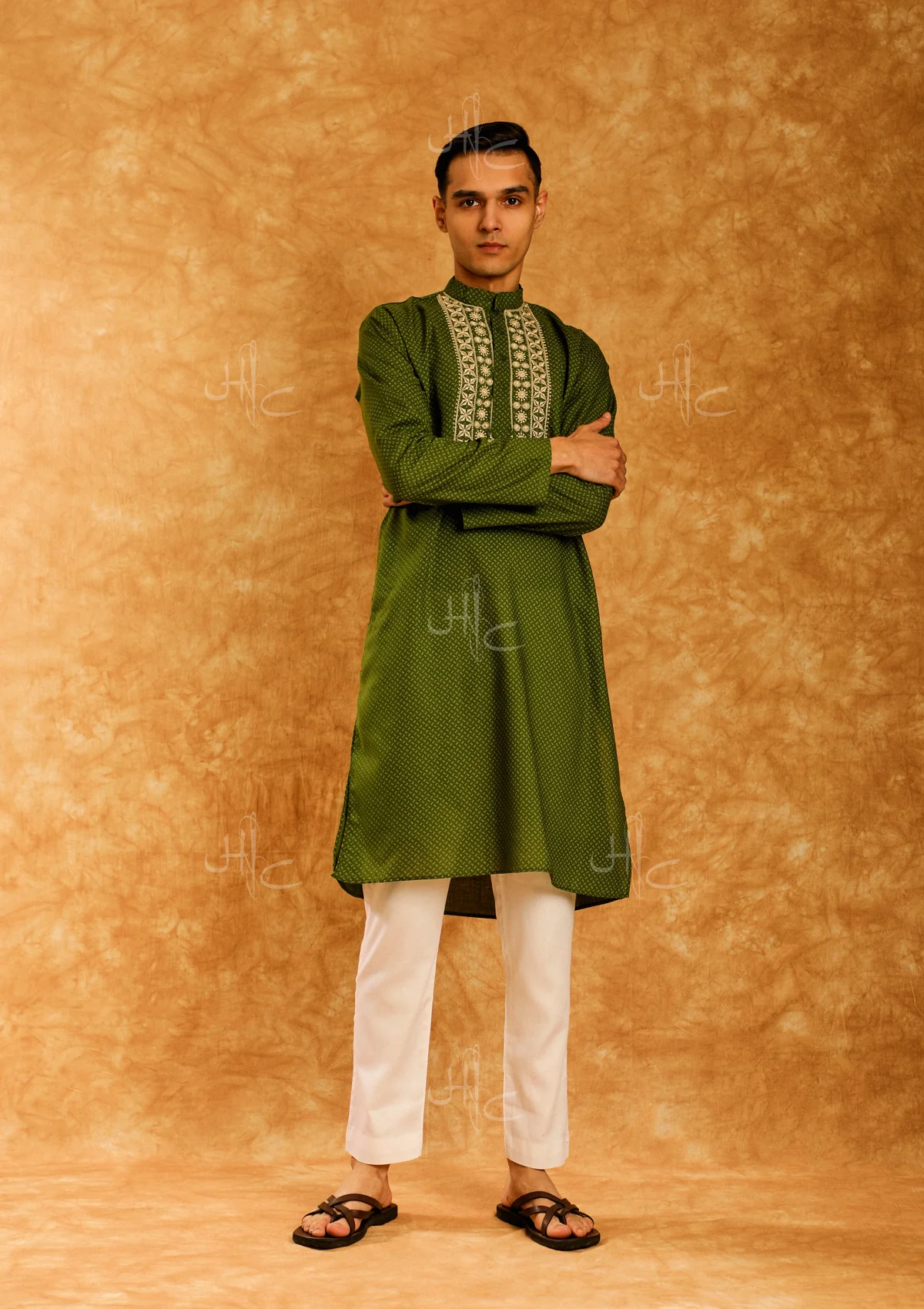 HOC Wasiq Embroidered Rayon Straight Men's Kurta - Healthber