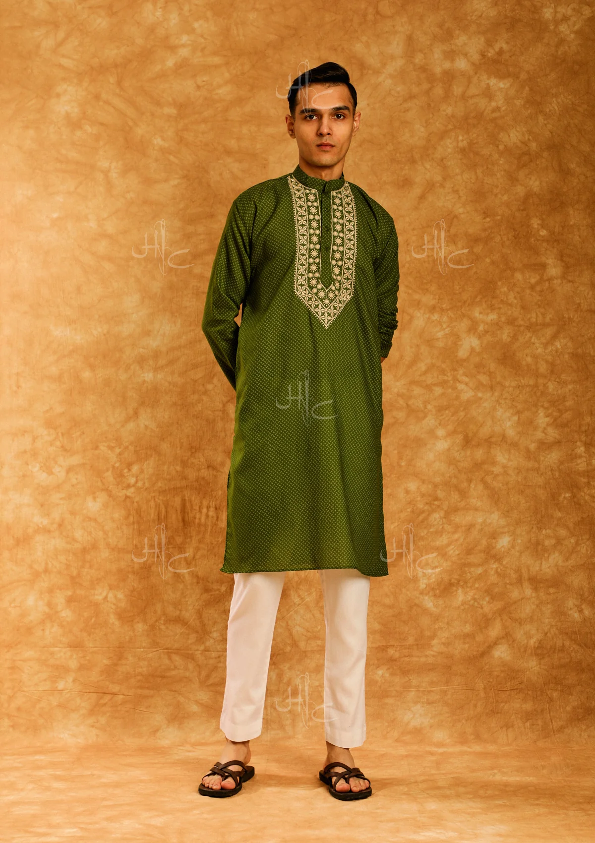 HOC Wasiq Embroidered Rayon Straight Men's Kurta - Healthber