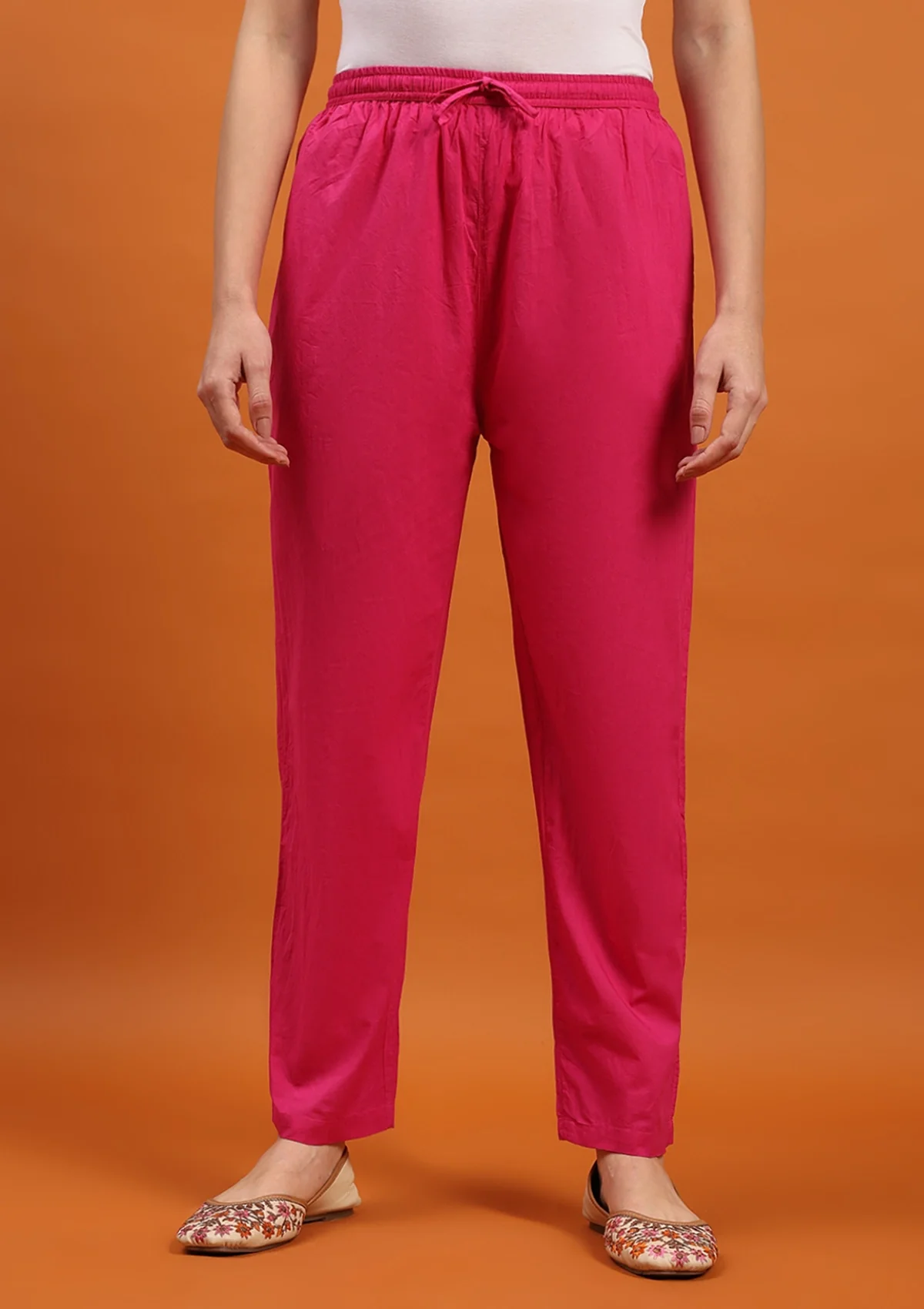 HOC Cotton Solid Women's Pants - Dark Pink - Healthber