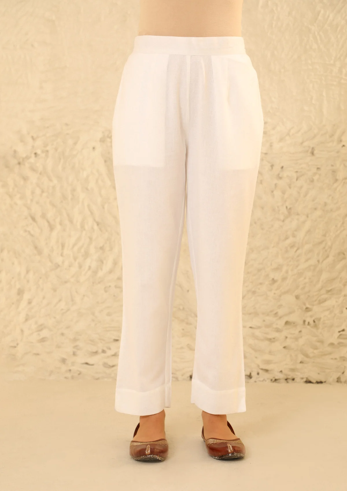 HOC Cotton Loom Women's Solid Tapered Pant - White - Healthber