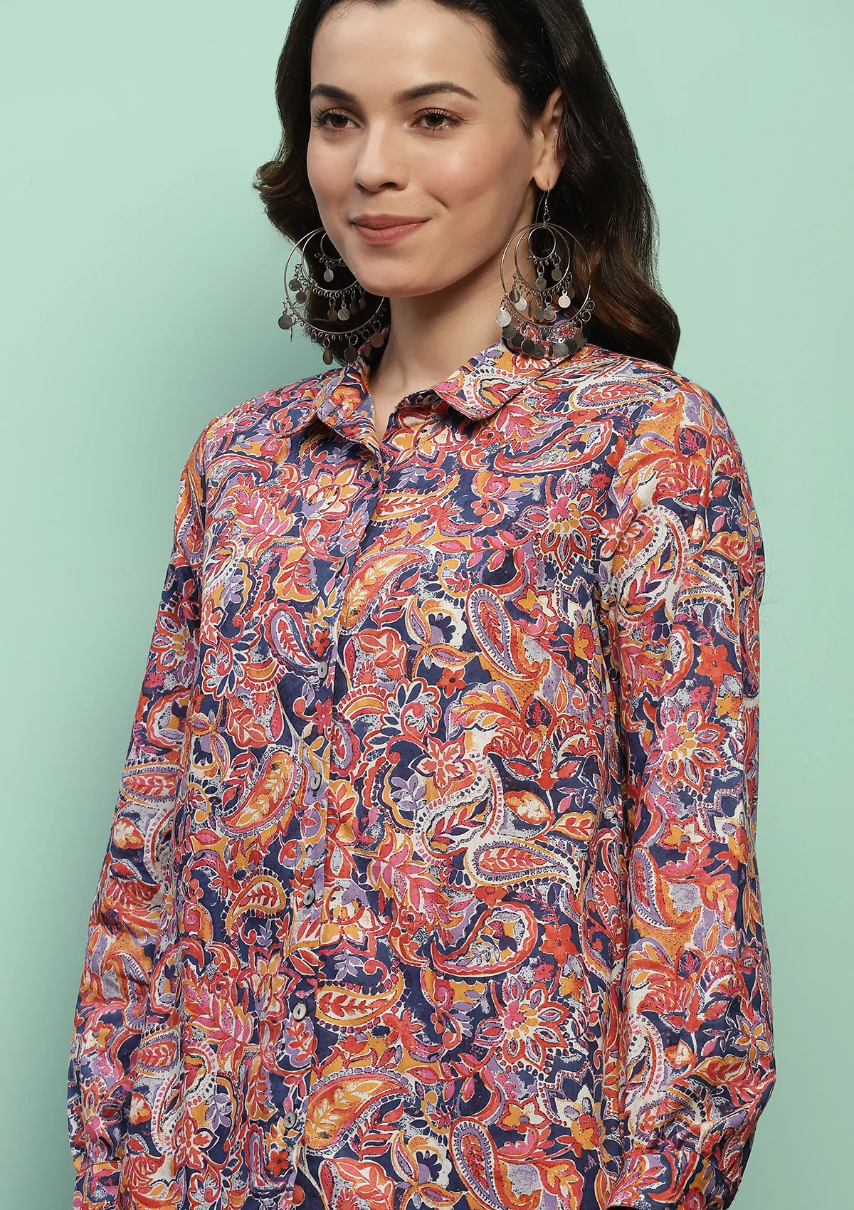 HOC Cotton Embroidered Printed Women's 2 PC Co-ord Set - Multicolor - Healthber