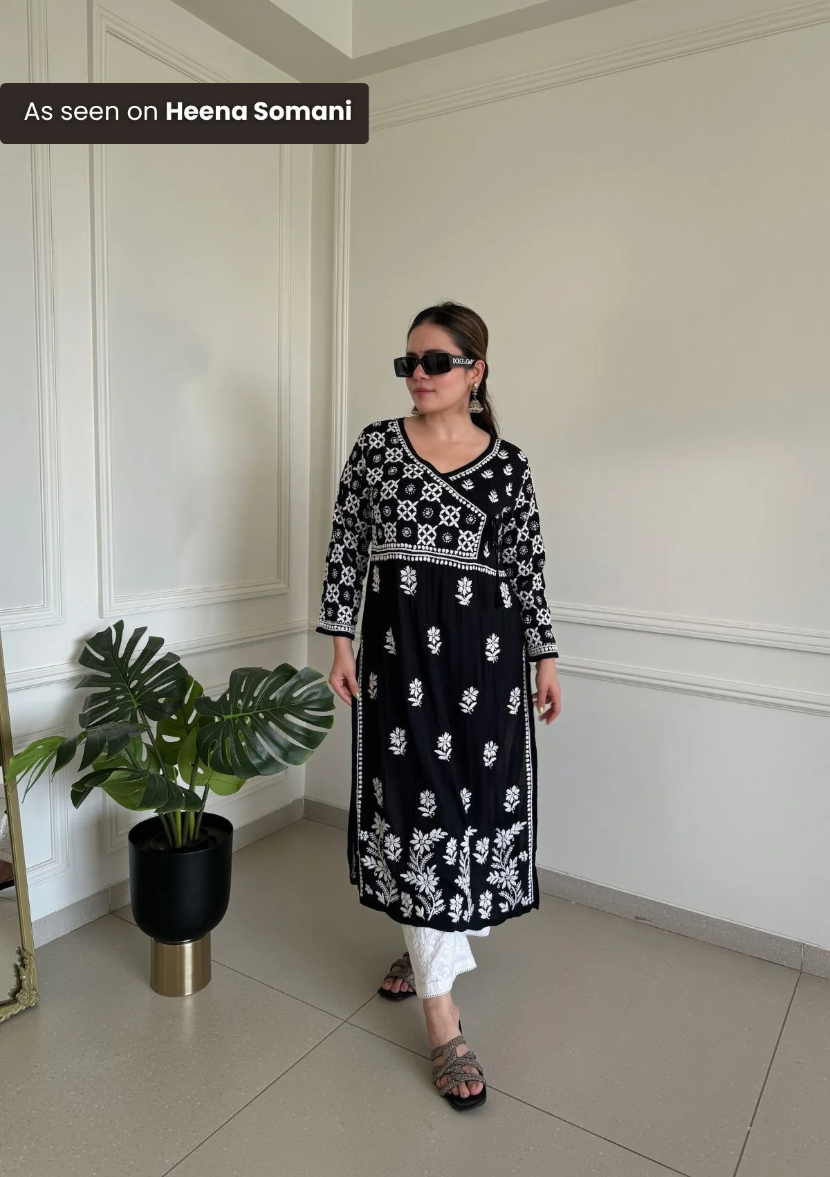 HOC Kashish Chikankari Modal Straight Kurta - Healthber