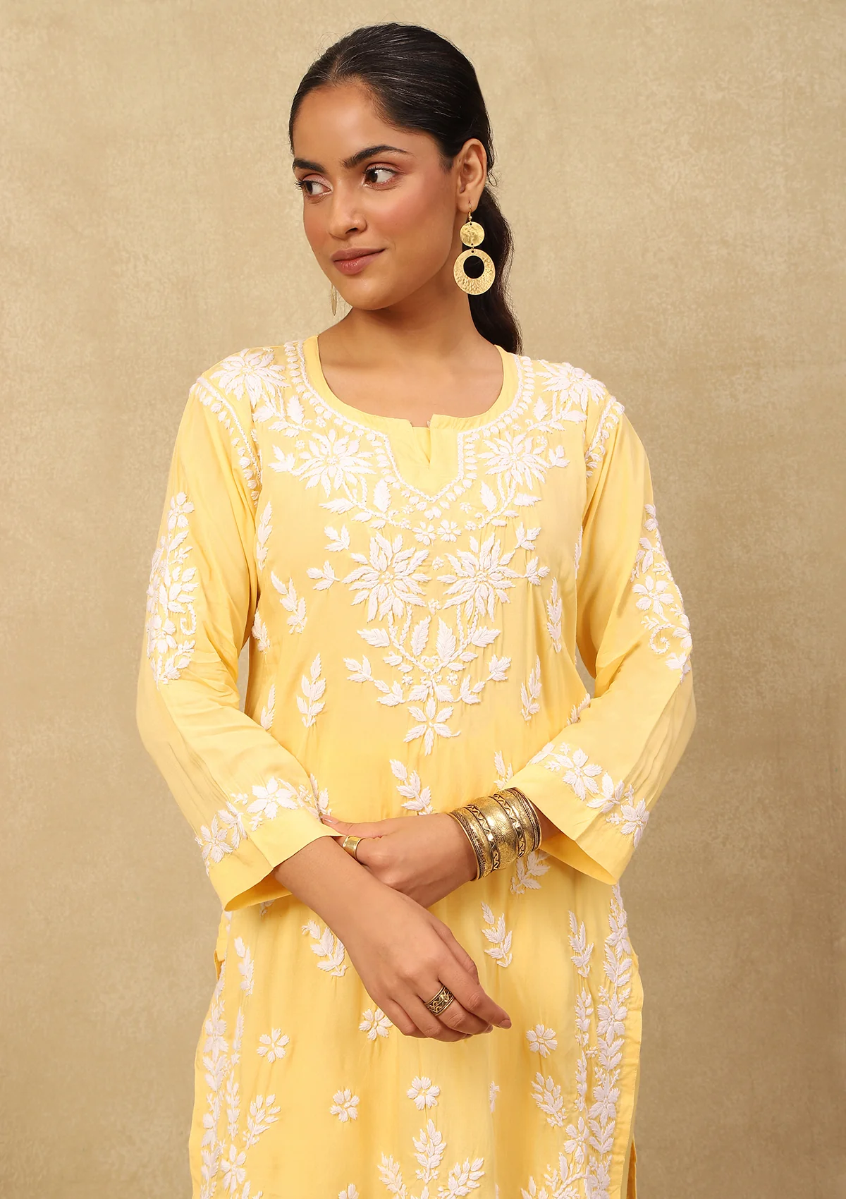 HOC Bushra Chikankari Modal Straight Kurta Set - Healthber