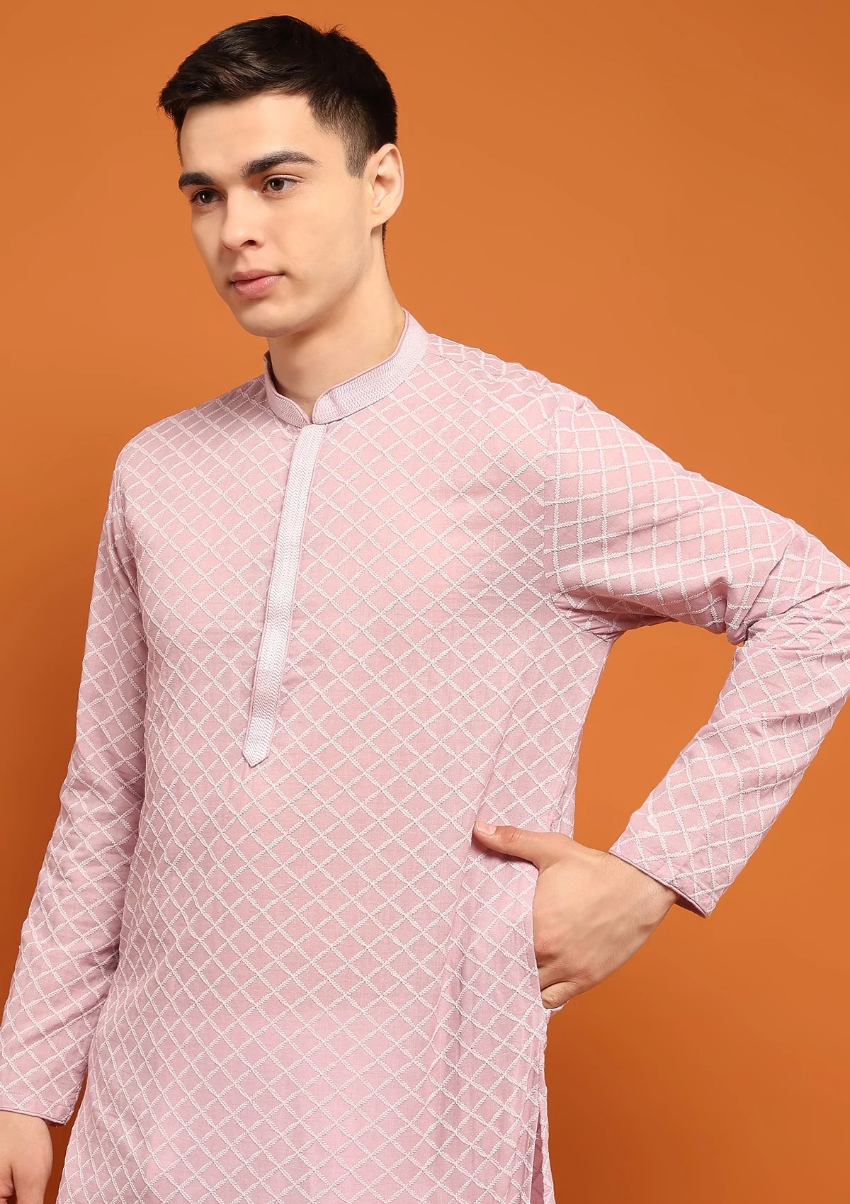 HOC Shaan Chikankari Cotton Straight Men's Kurta - Healthber