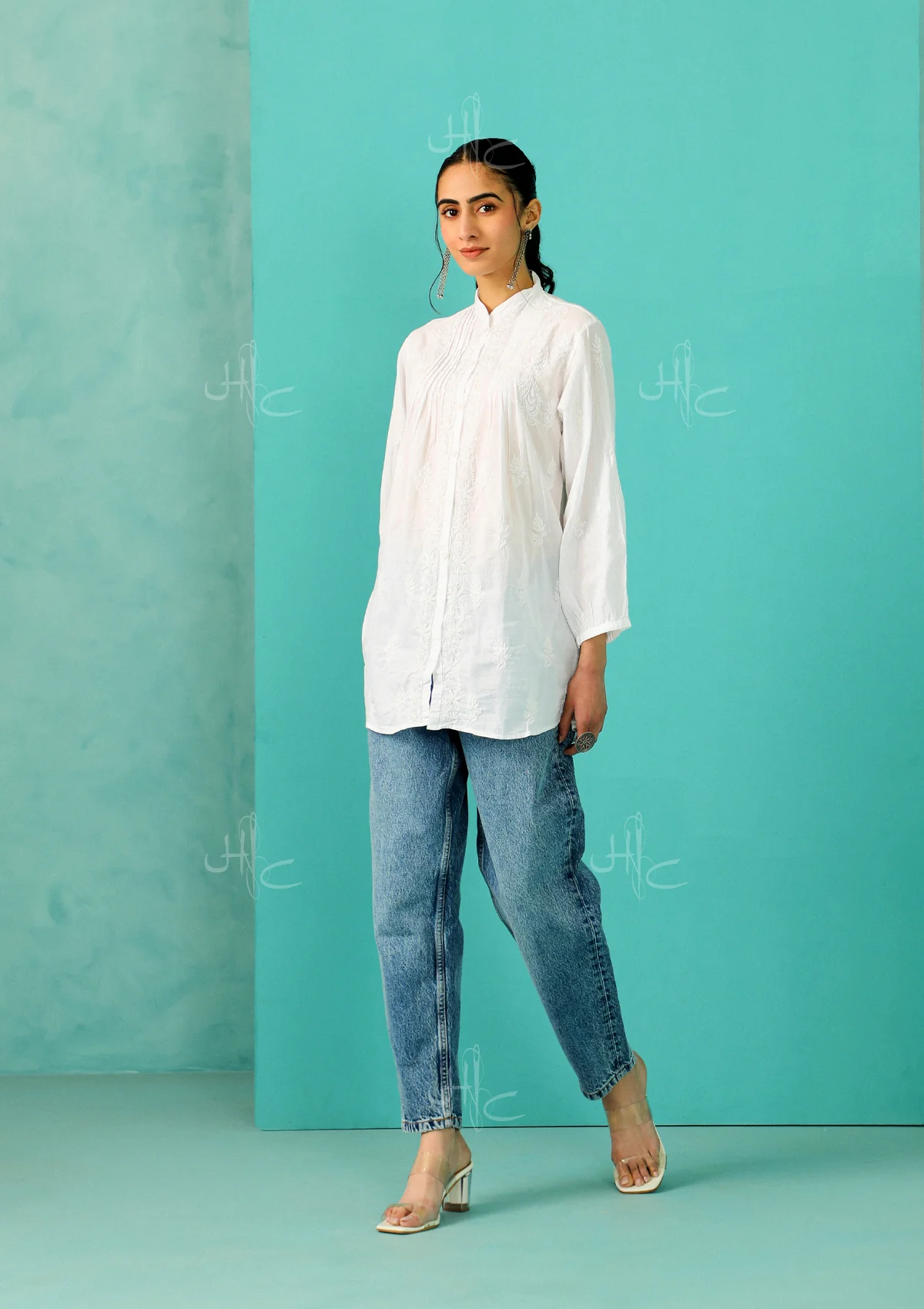 Chandni Chikankari Mulmul Straight Shirt - Healthber