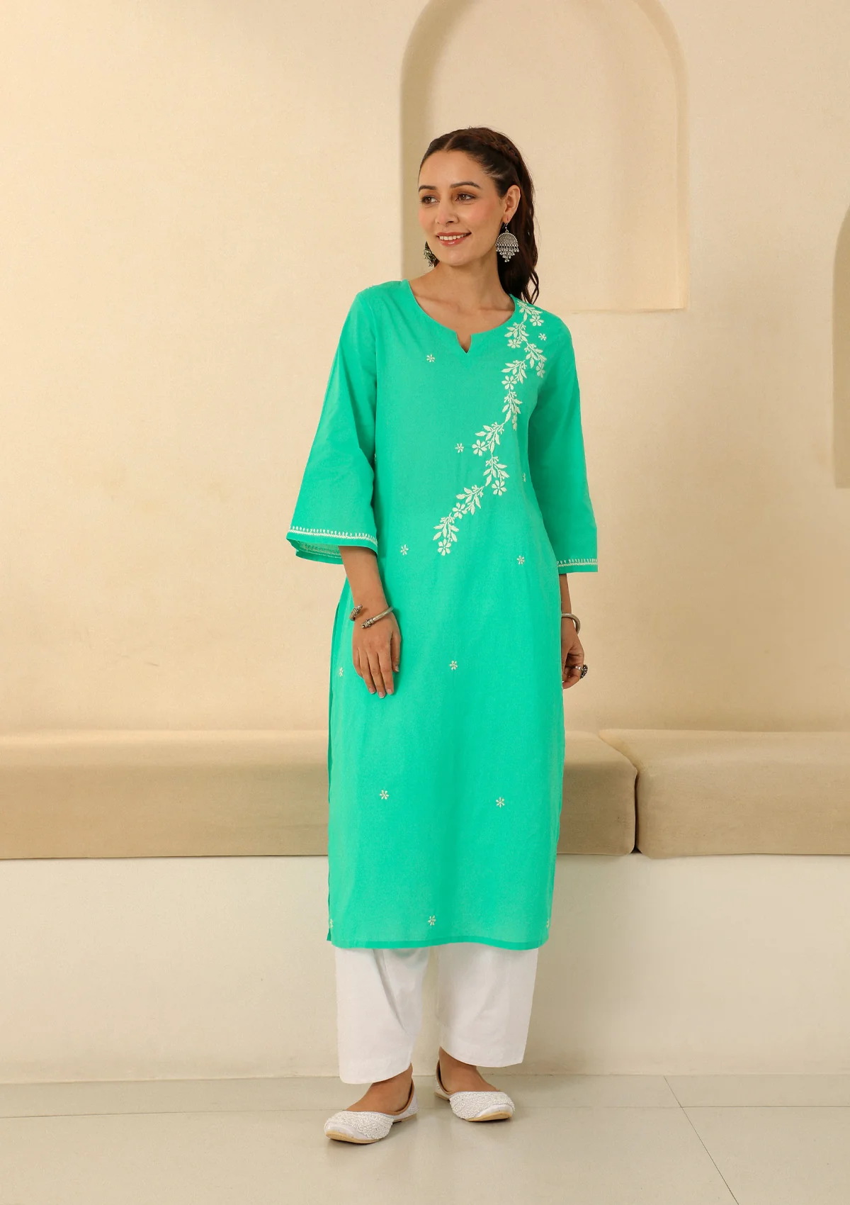 HOC Cotton Loom Women's Solid Straight Pant - White - Healthber