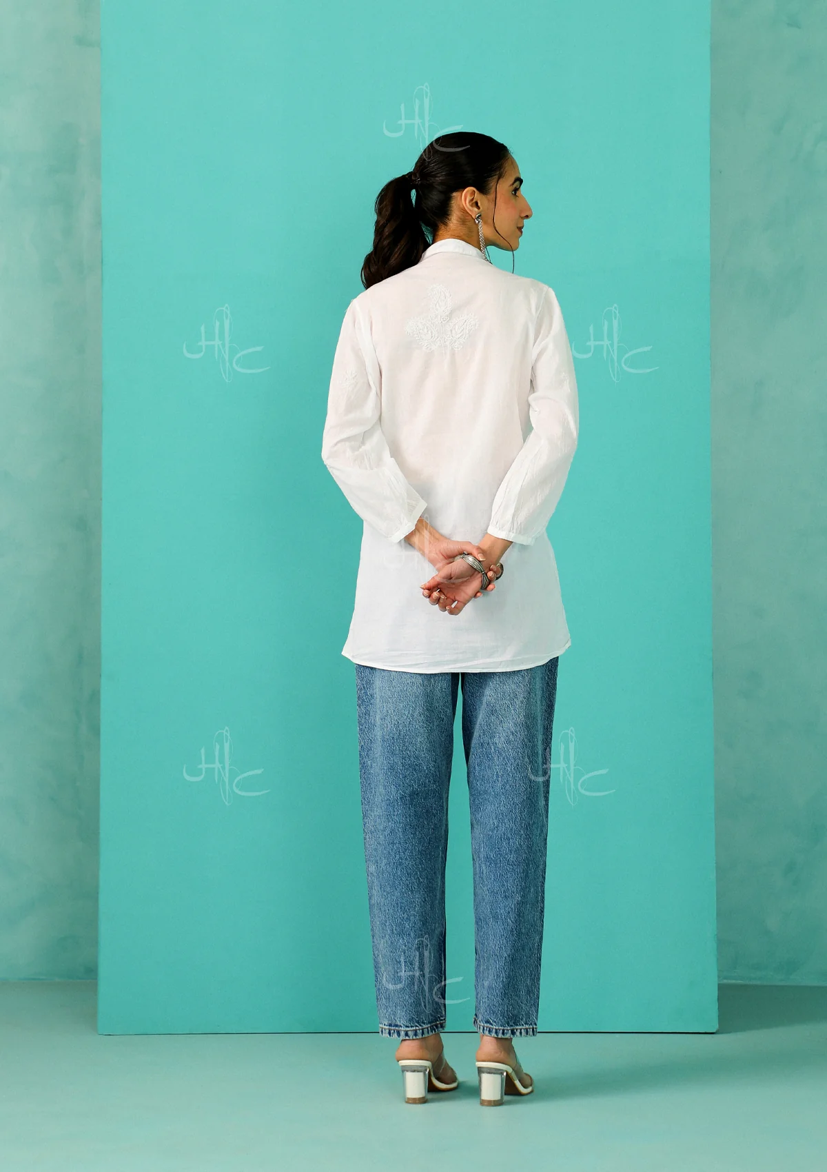 Chandni Chikankari Mulmul Straight Shirt - Healthber