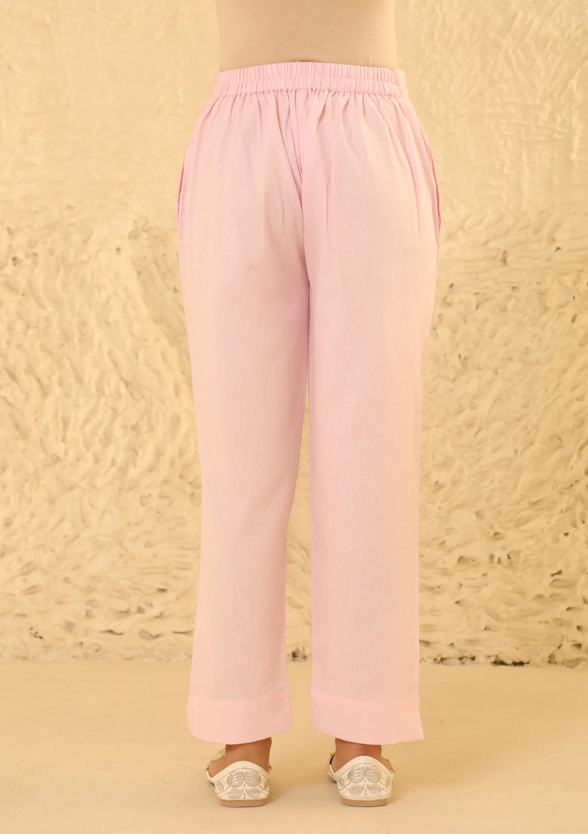 HOC Cotton Loom Women's Solid Tapered Pant - Pastel Pink - Healthber
