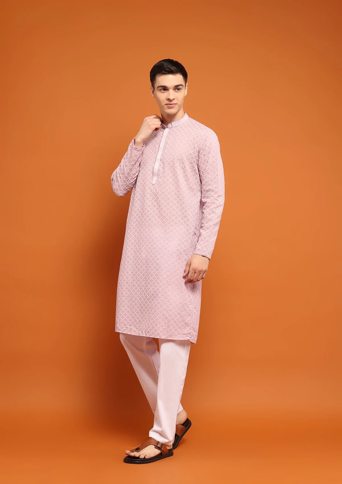 HOC Shaan Chikankari Cotton Straight Men's Kurta - Healthber