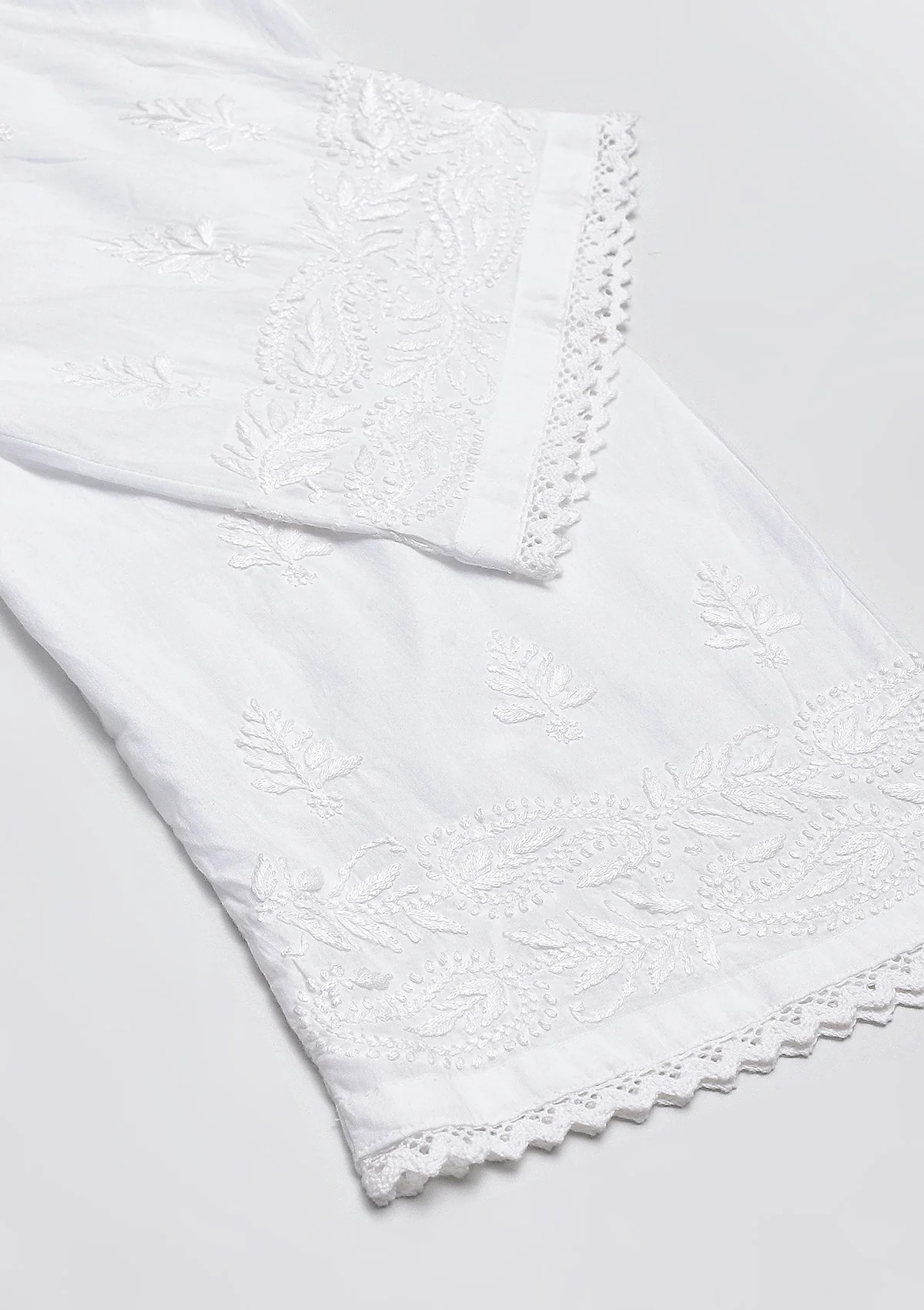 HOC Cotton Chikankari Solid Women's Palazzo - White - Healthber