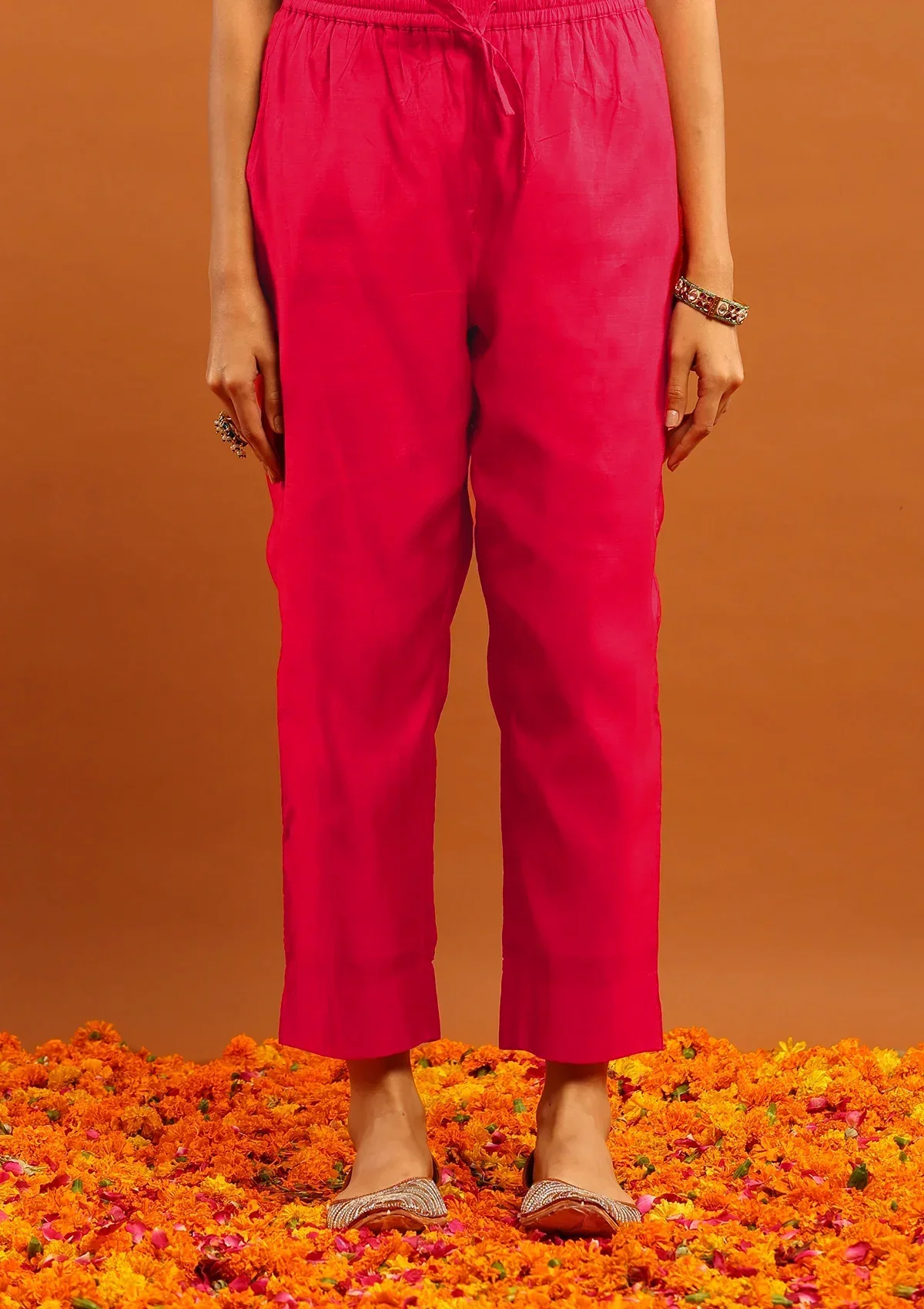 HOC Cotton Solid Women's Pants - Red - Healthber