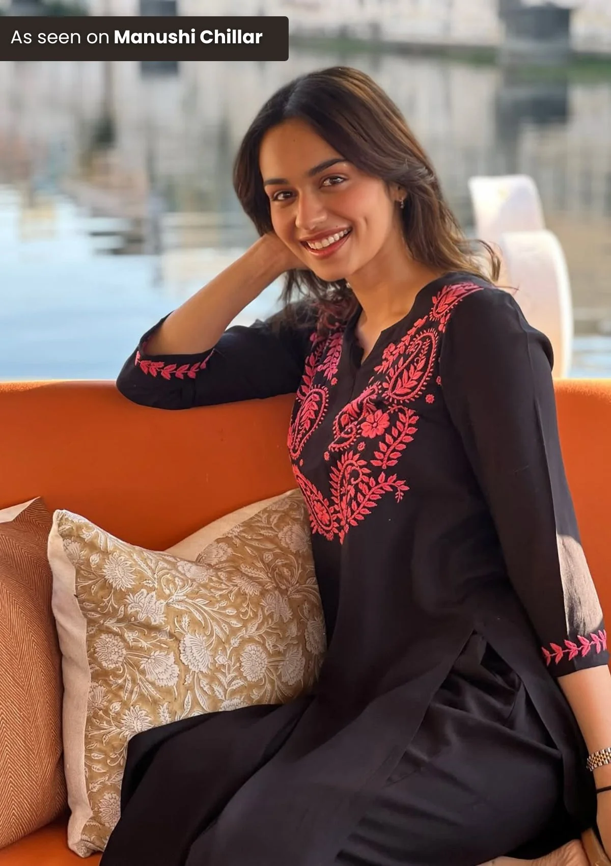 HOC Rubaab Chikankari Rayon Straight Kurta Set - Healthber