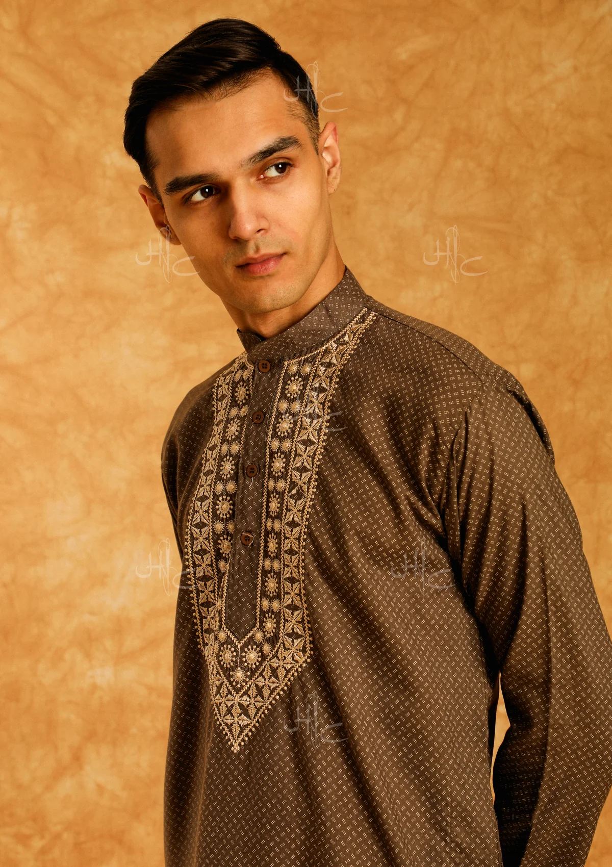 HOC Wasiq Embroidered Rayon Straight Men's Kurta - Healthber