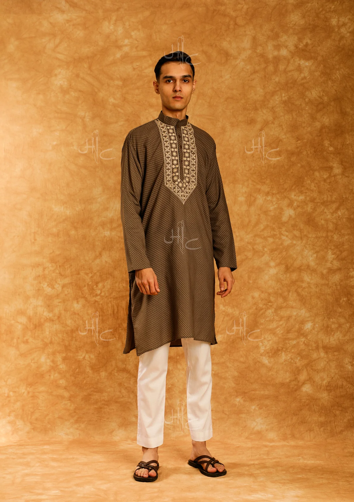 HOC Wasiq Embroidered Rayon Straight Men's Kurta - Healthber
