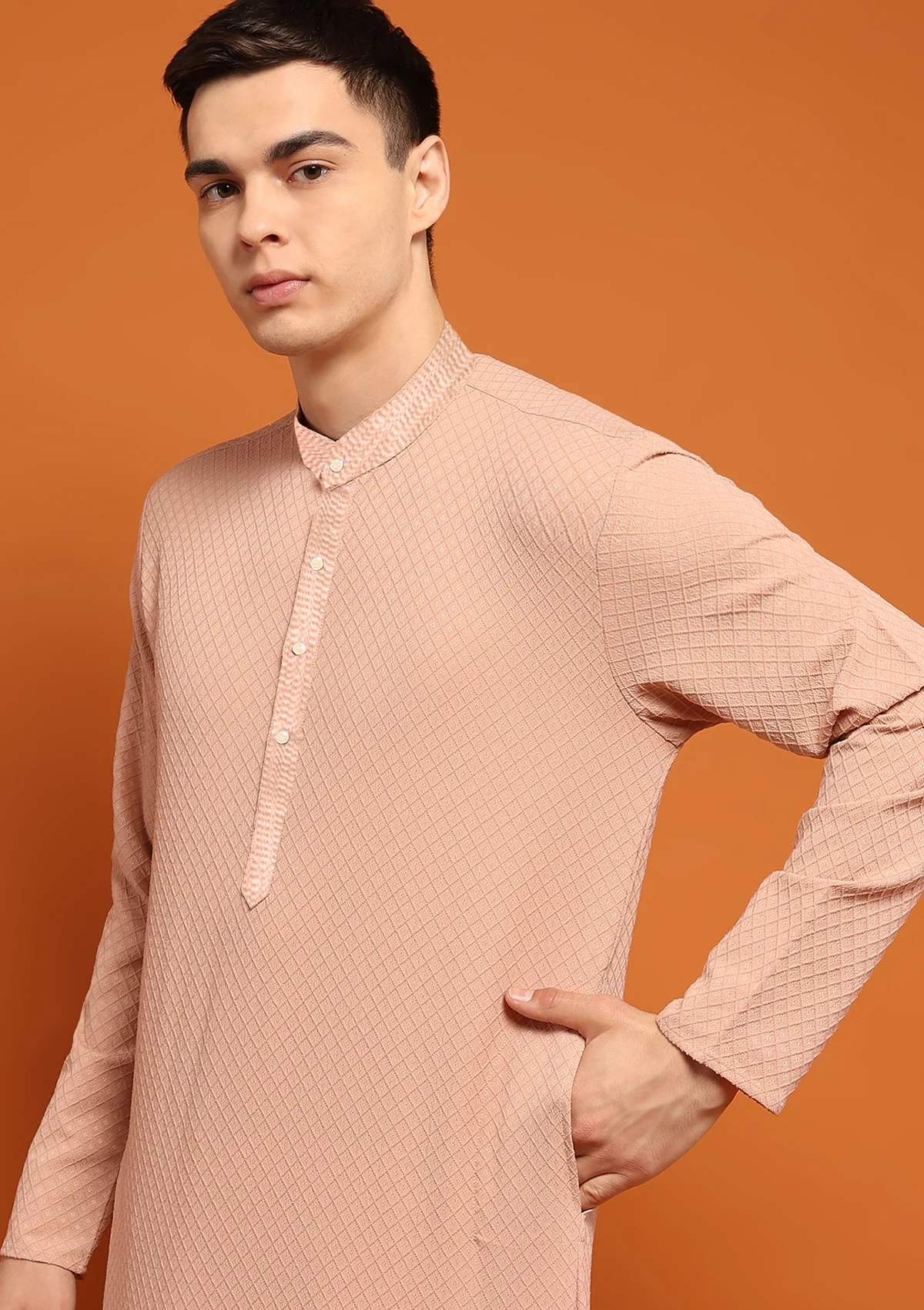 HOC Shaan Chikankari Cotton Straight Men's Kurta - Healthber