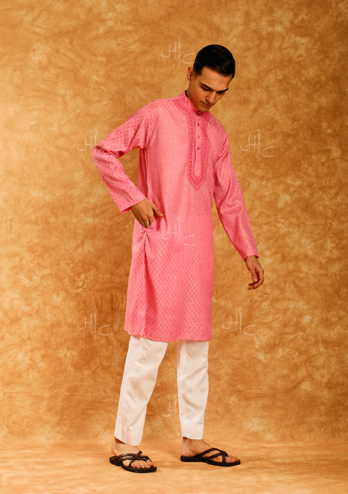 HOC Rauf Embroidered Rayon Straight Men's Kurta - Healthber