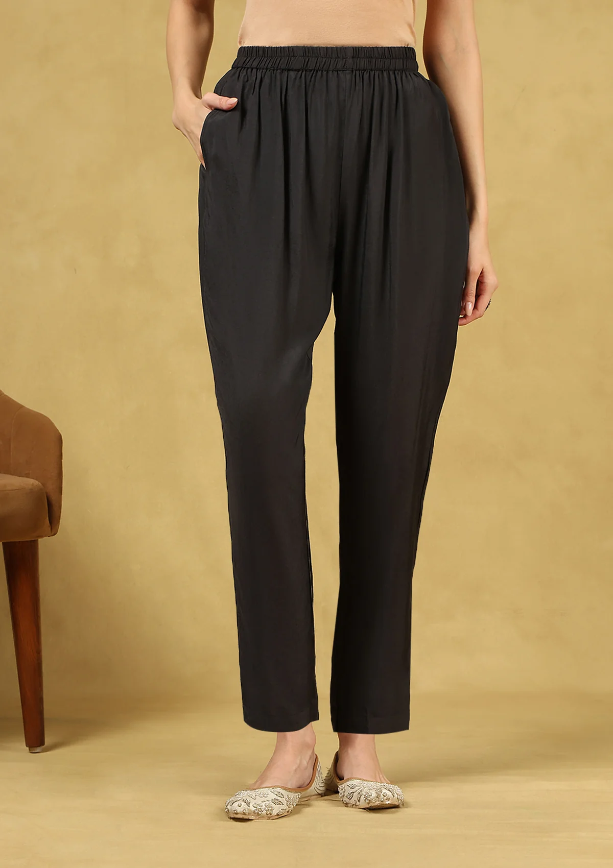 HOC Hand Embellished Muslin Printed Women's 3 PC Long Kurta Set with Dupatta - Black - Healthber