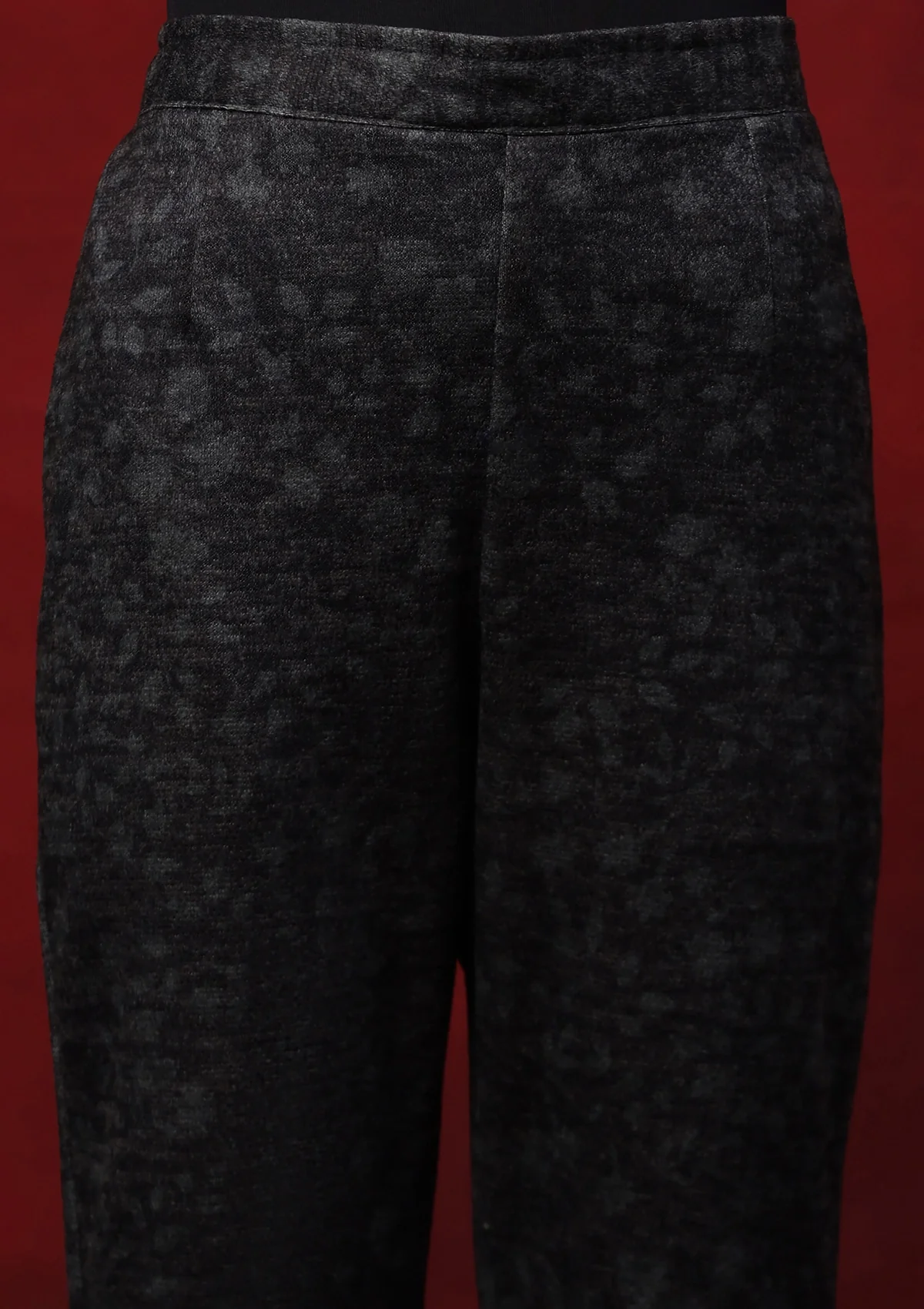 HOC Woollen Hand Embellished Printed Women's 3 PC Kurta Set -Dark Grey - Healthber