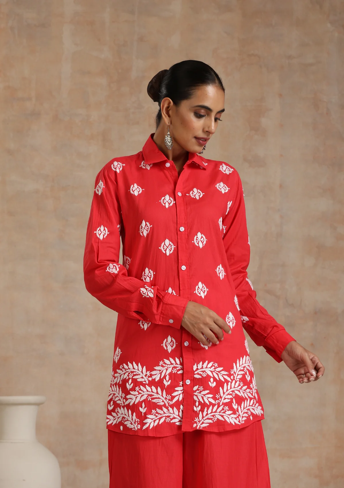 HOC Aiman Chikankari Cotton Shirt Palazzo Set - Healthber