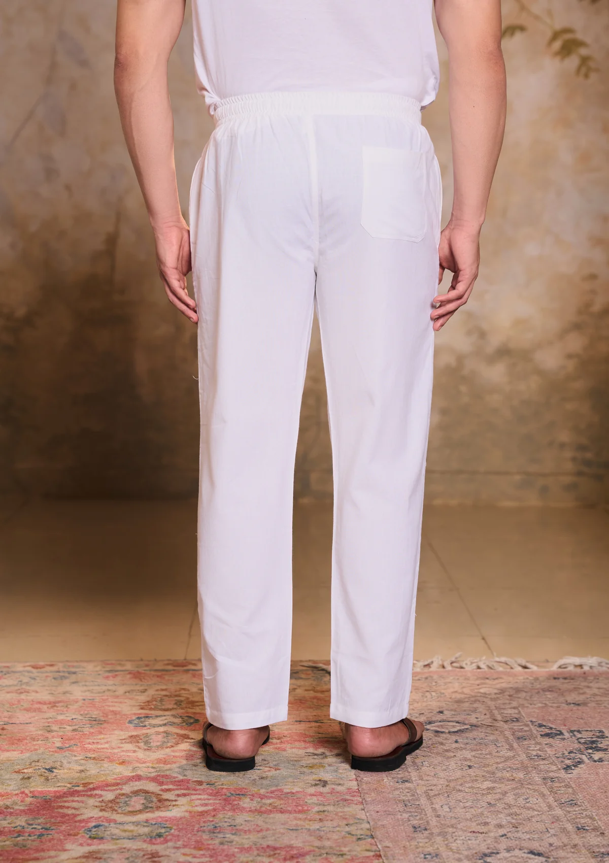 HOC Handloom Cotton Solid Men's Pant-White - Healthber