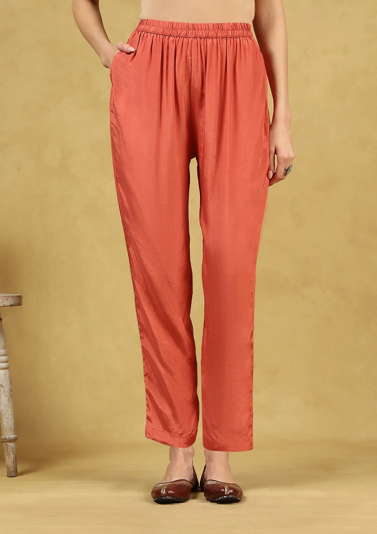 HOC Hand Embellished Muslin Printed Women's 3 PC Long Kurta Set with Dupatta - Rust - Healthber