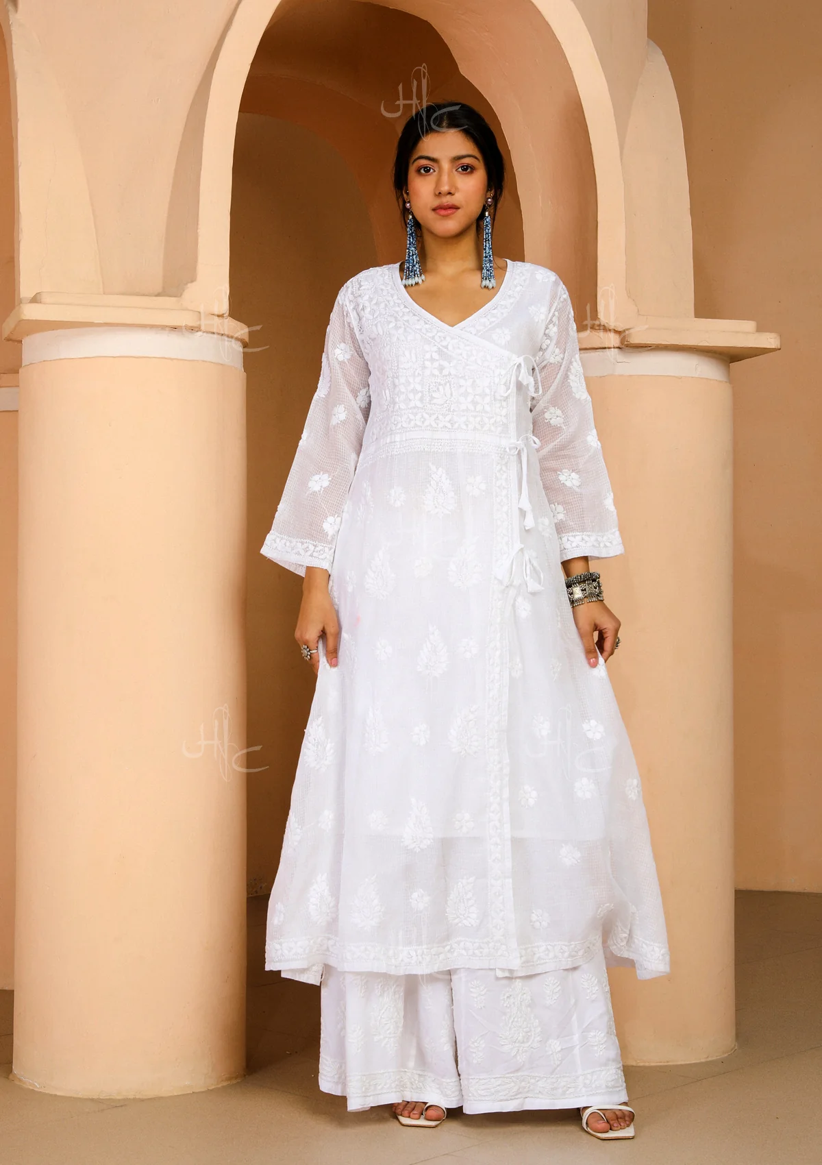 HOC Nazakat Chikankari Kota Angrakha with Inner - Healthber