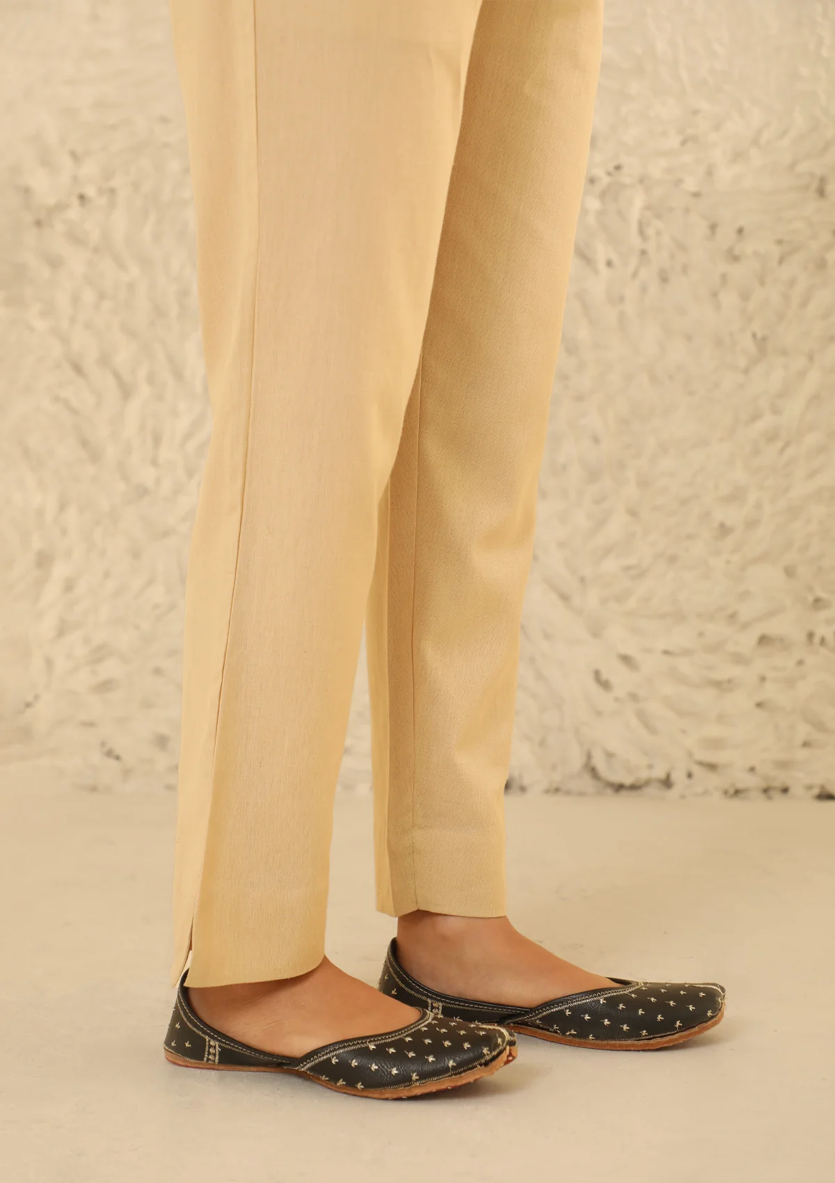 HOC Cotton Loom Women's Solid Tapered Pant - Beige - Healthber