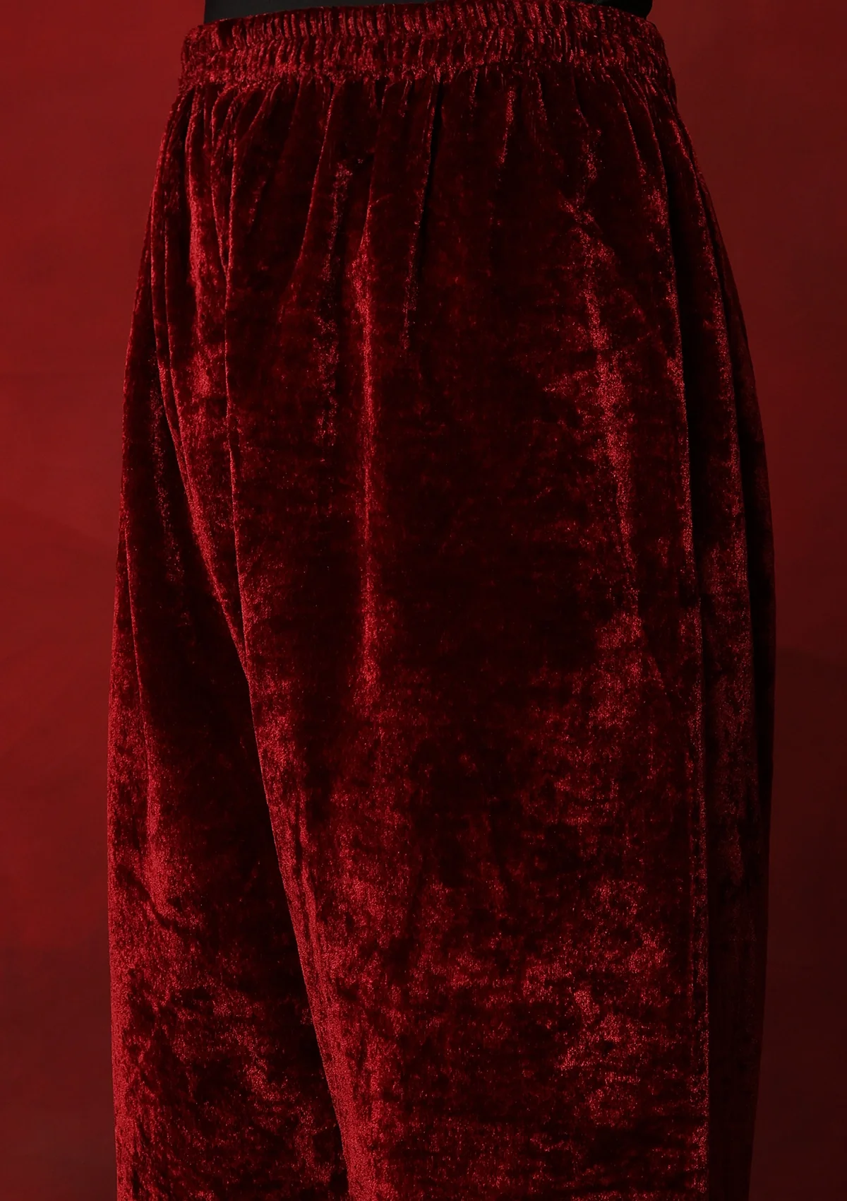 HOC Velvet Zari Embroidered With Sequins Women's Solid 3 PC Kurta Set-Maroon - Healthber