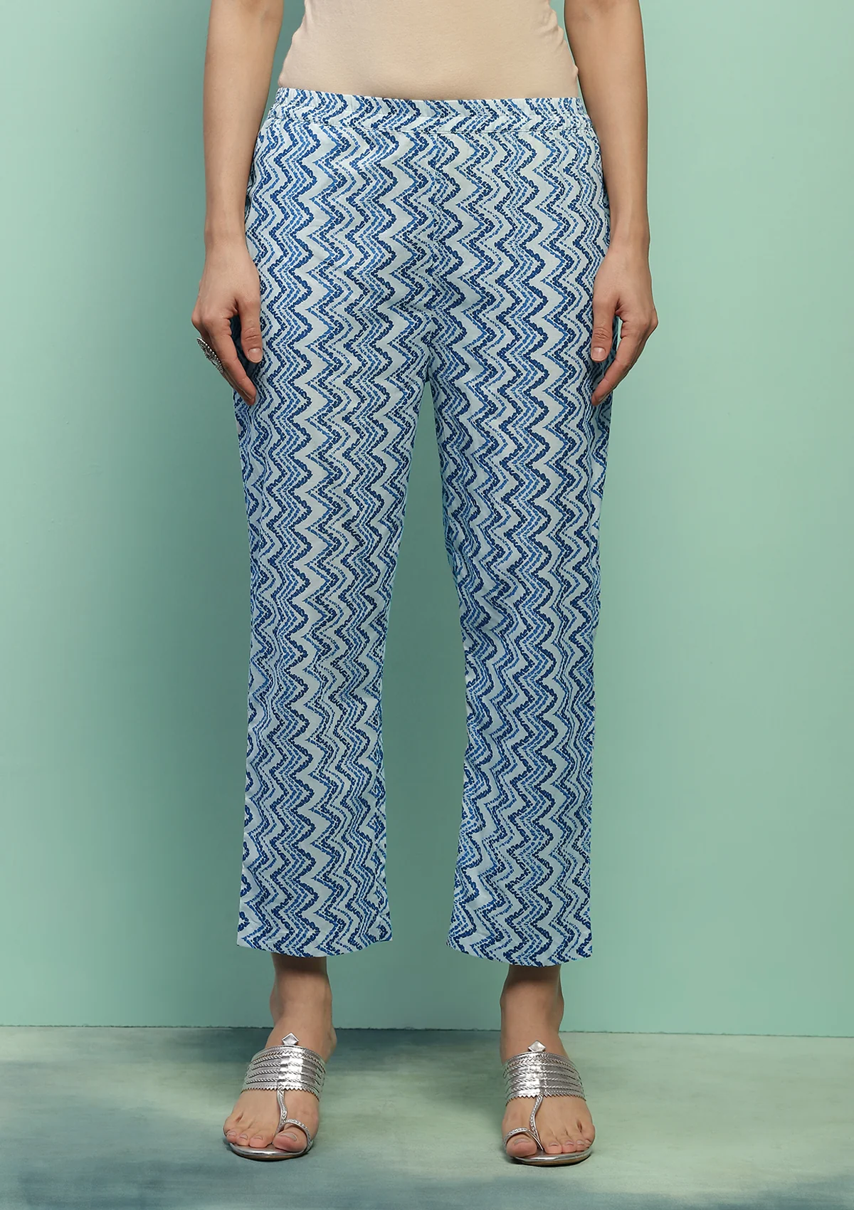 HOC Cotton Printed Women's 2 PC Long Kurta Set - Blue - Healthber