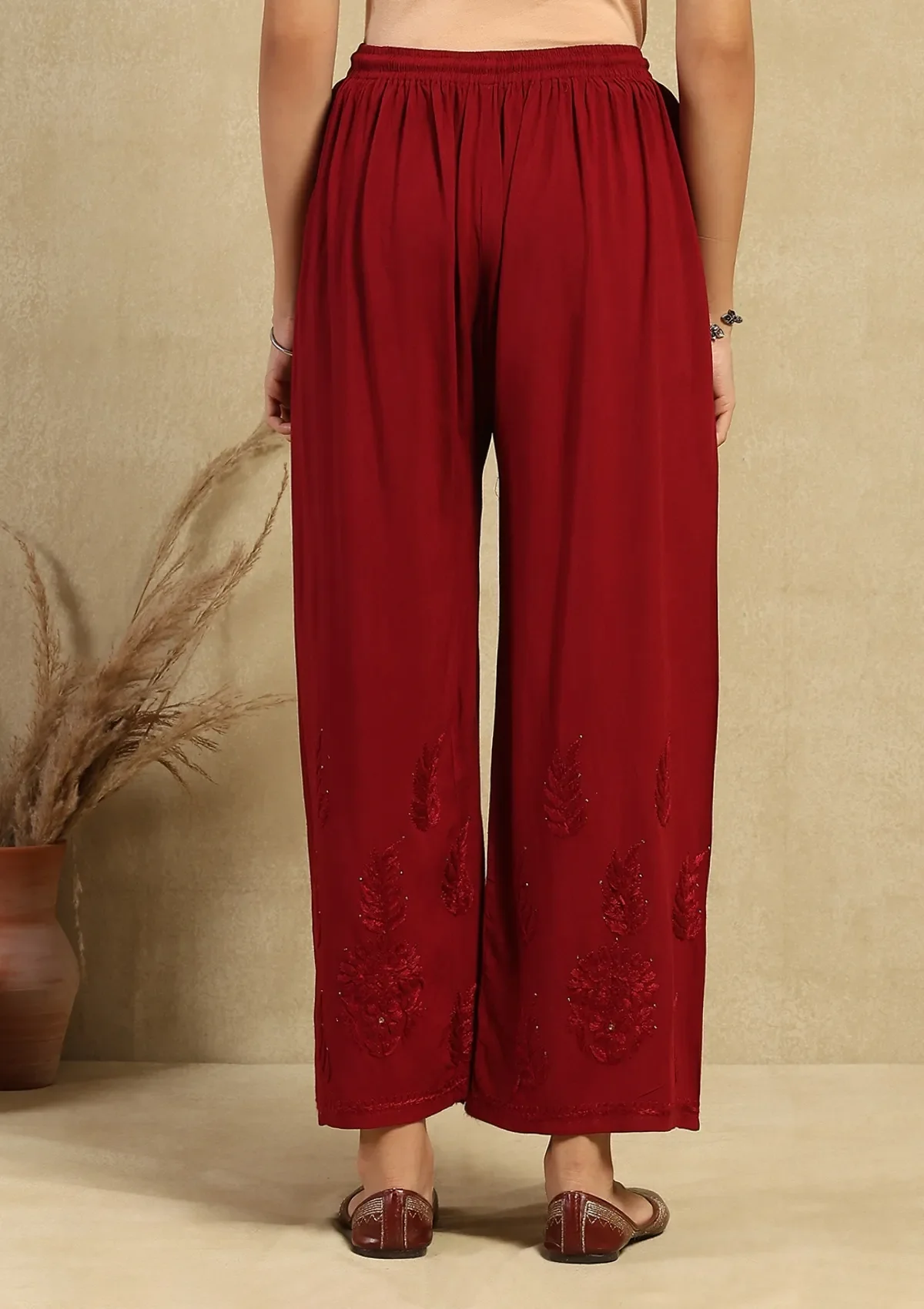 HOC Rayon Chikankari Mukaish Solid Women's 2PC Long Kurta Set-Maroon - Healthber