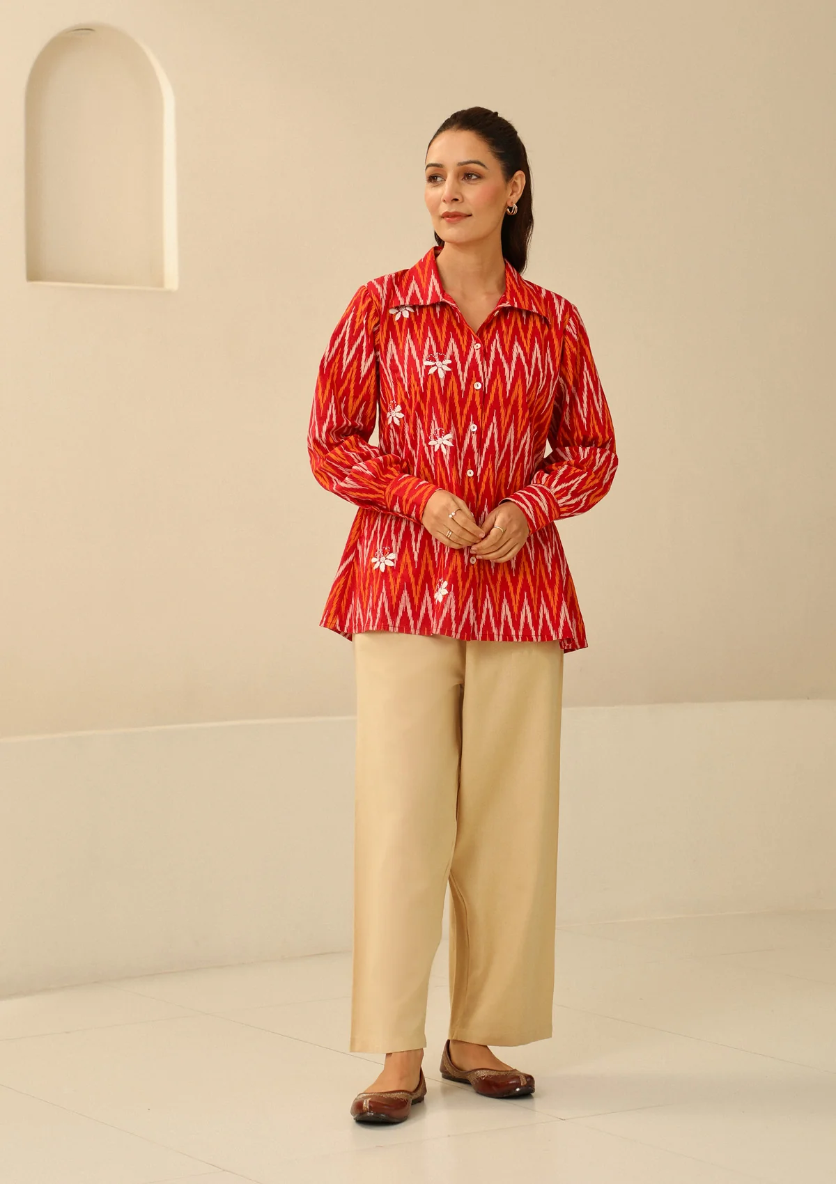 HOC Cotton Loom Women's Solid Straight Pant - Beige - Healthber