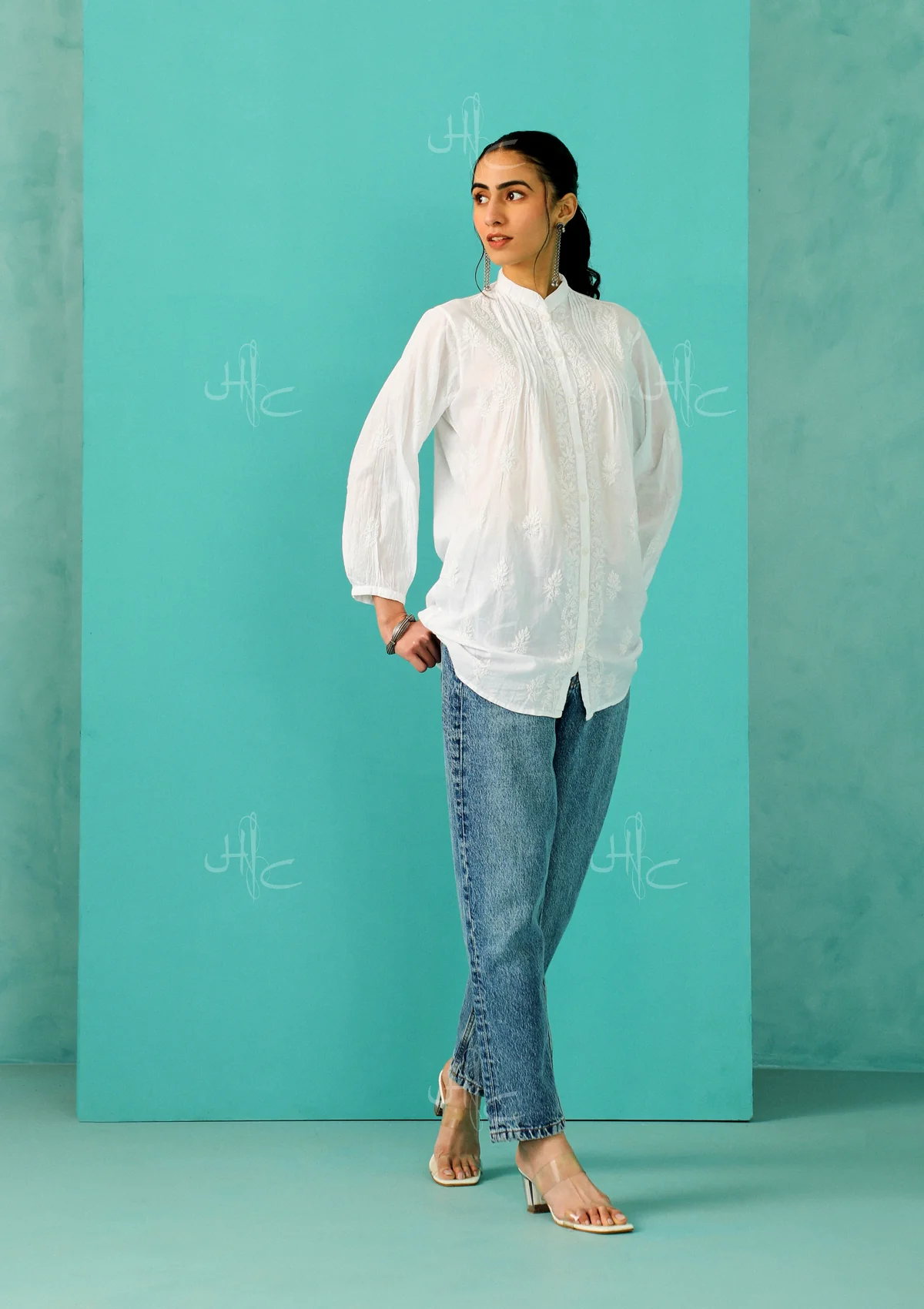 Chandni Chikankari Mulmul Straight Shirt - Healthber