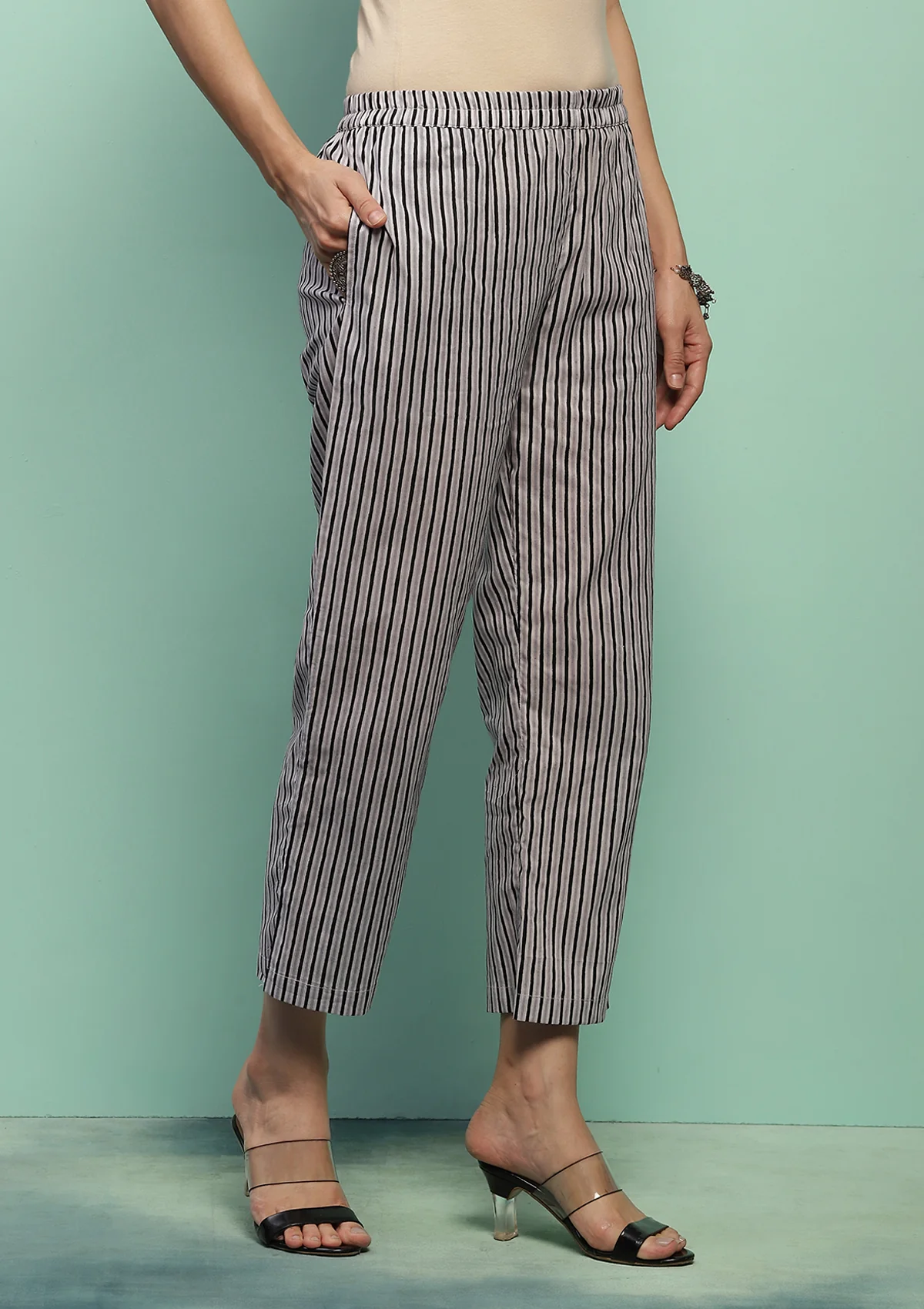 HOC Cotton Printed Women's 2 PC Long Kurta Set - Black - Healthber