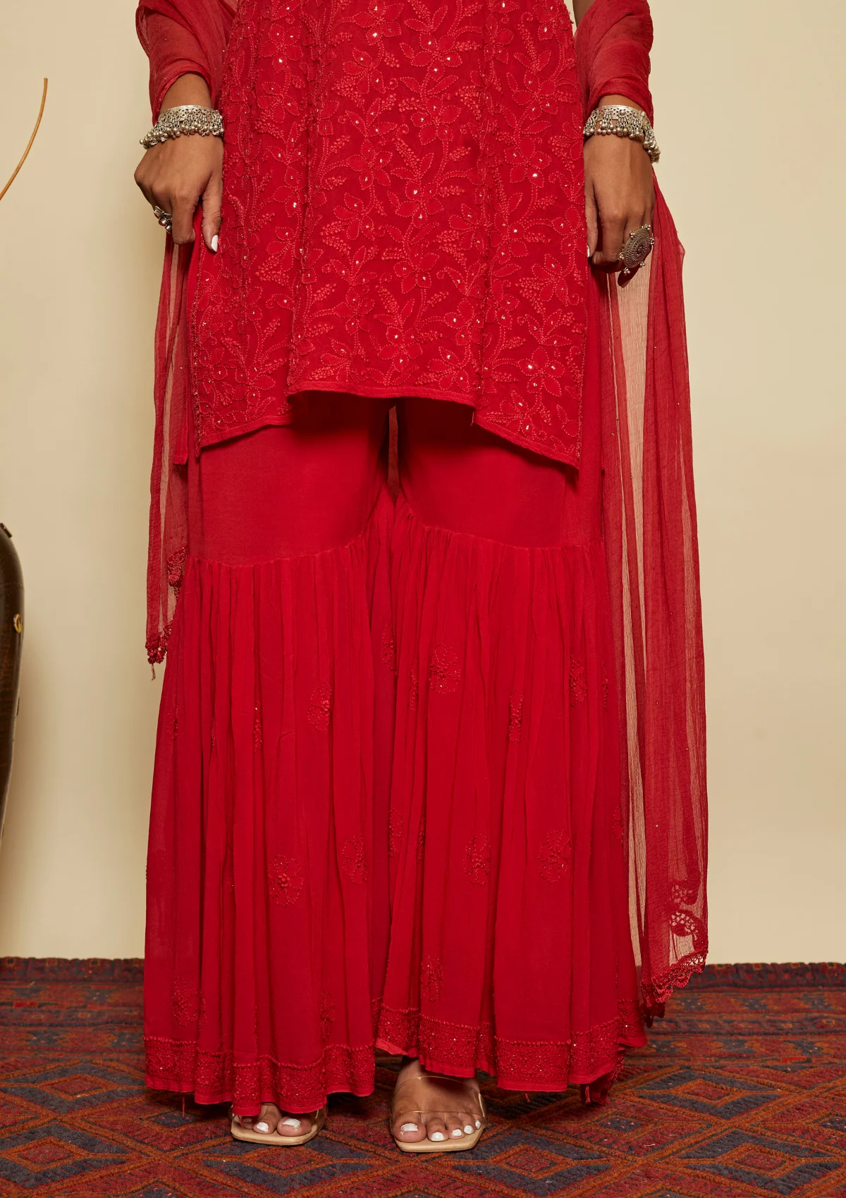 HOC Dia Chikankari Georgette Straight Kurta Set - Healthber