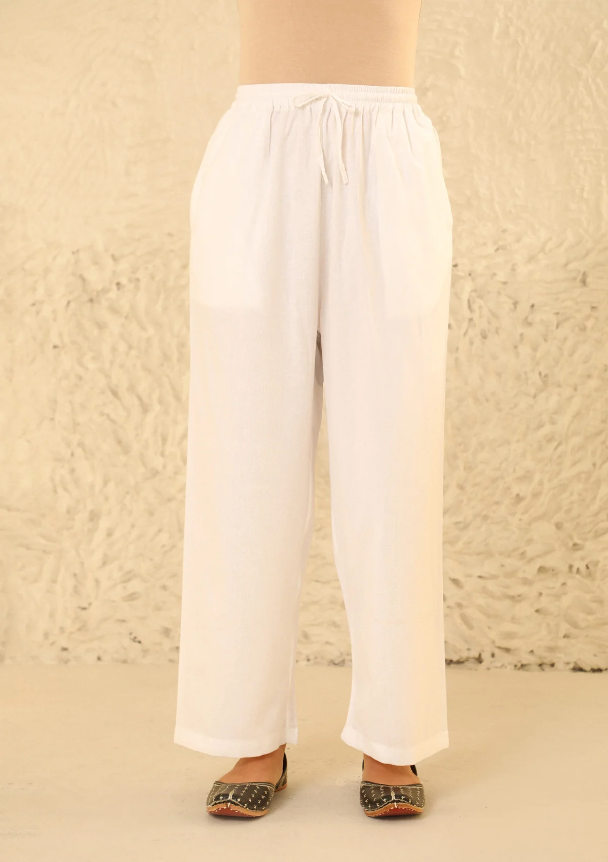 HOC Cotton Loom Women's Solid Straight Pant - White - Healthber