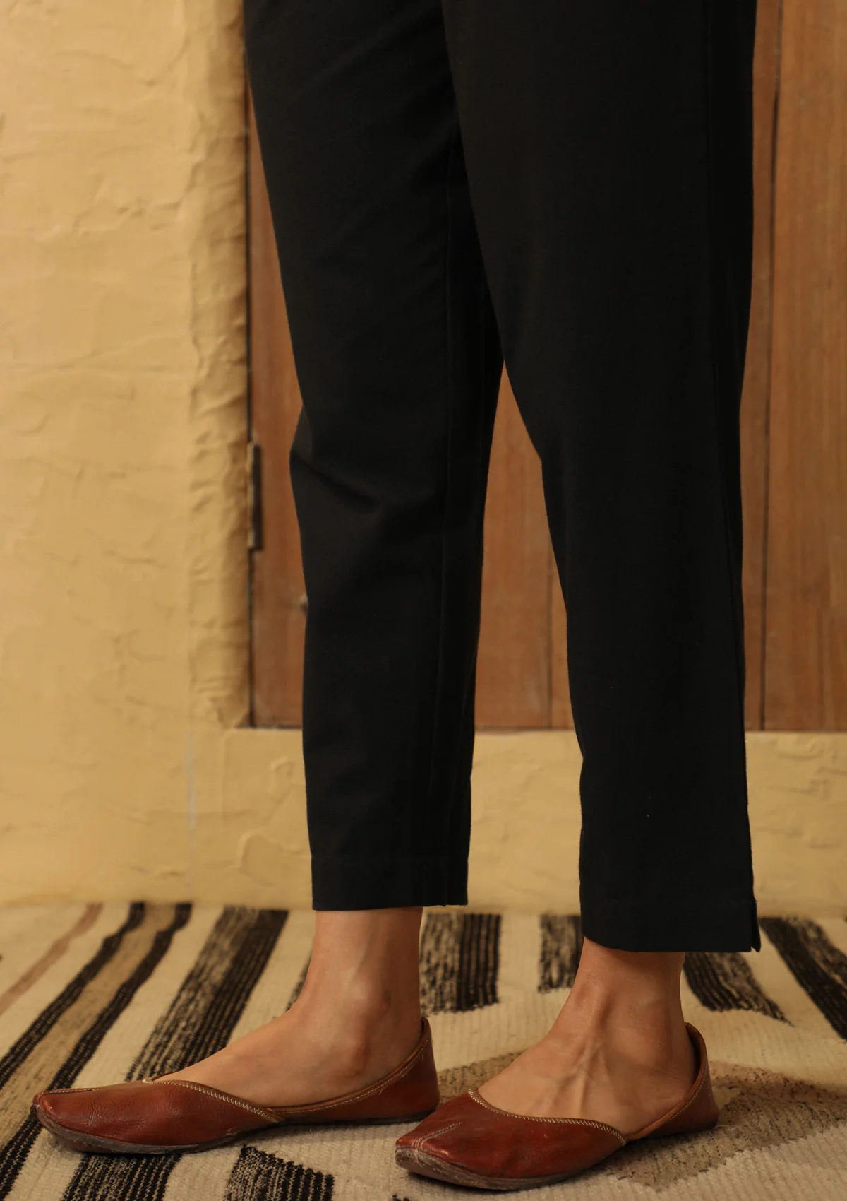 HOC Cotton Loom Solid Women's Pants - Black - Healthber