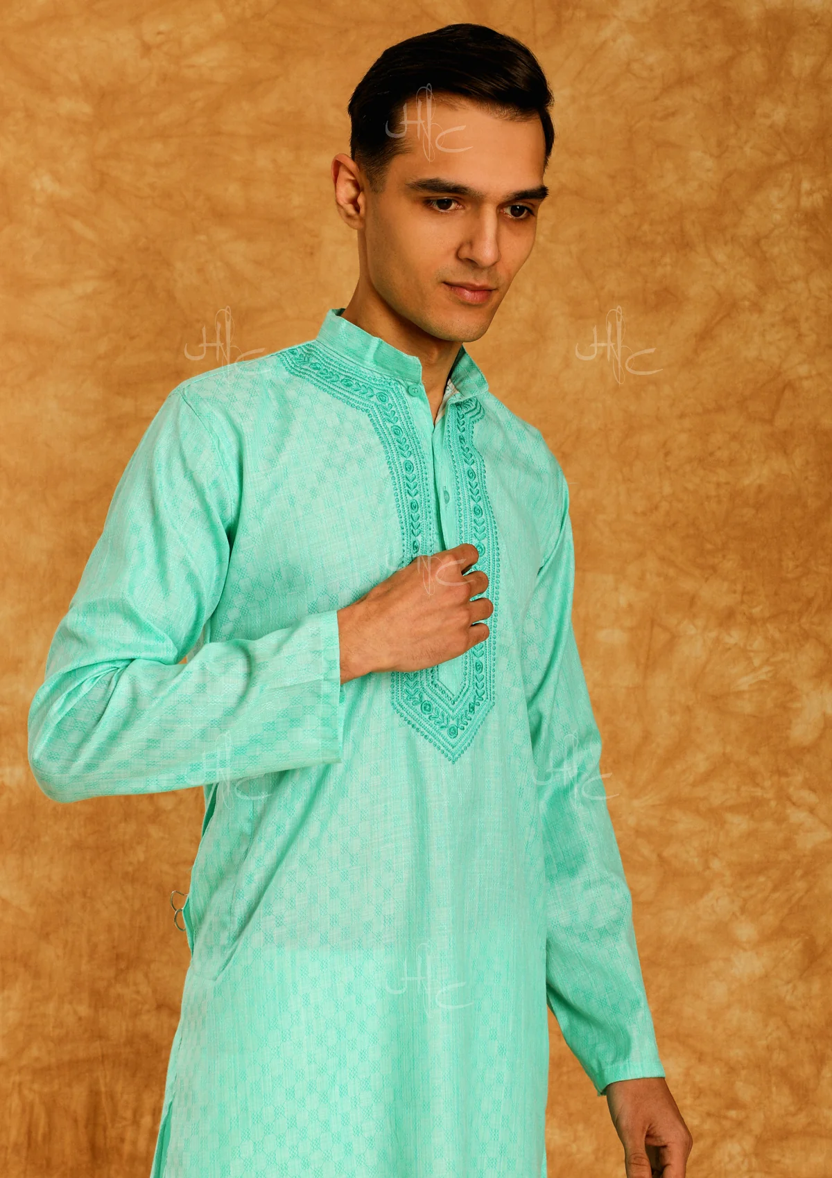 HOC Rauf Embroidered Rayon Straight Men's Kurta - Healthber