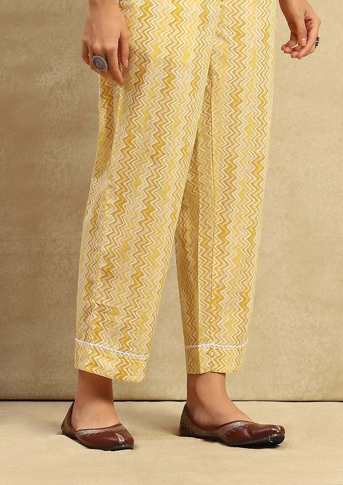 HOC Cotton Chikankari Printed Women's 2PC Long Kurta Set - Mustard Yellow - Healthber